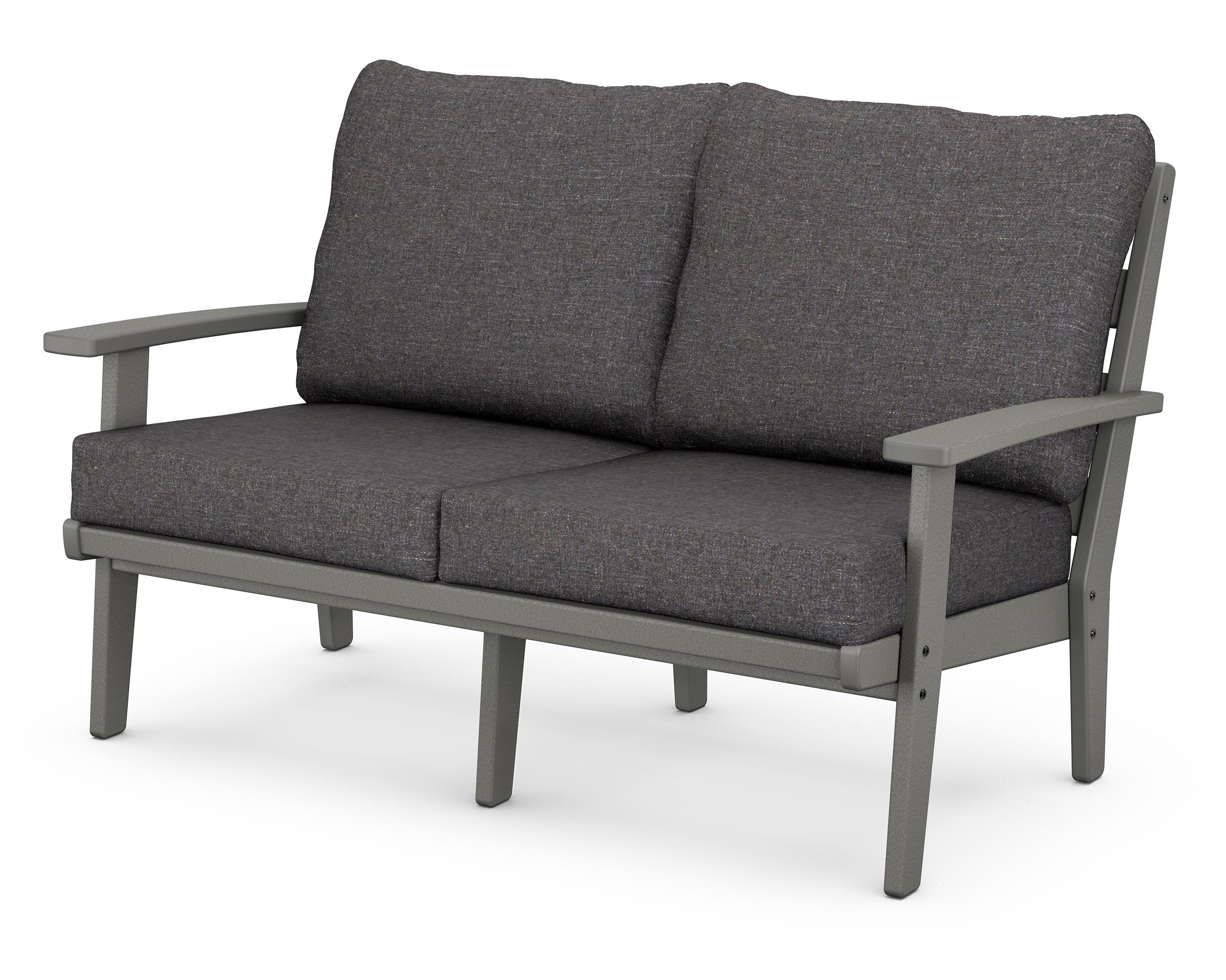 POLYWOOD® Grant Park Deep Seating Loveseat in Slate Grey / Ash Charcoal