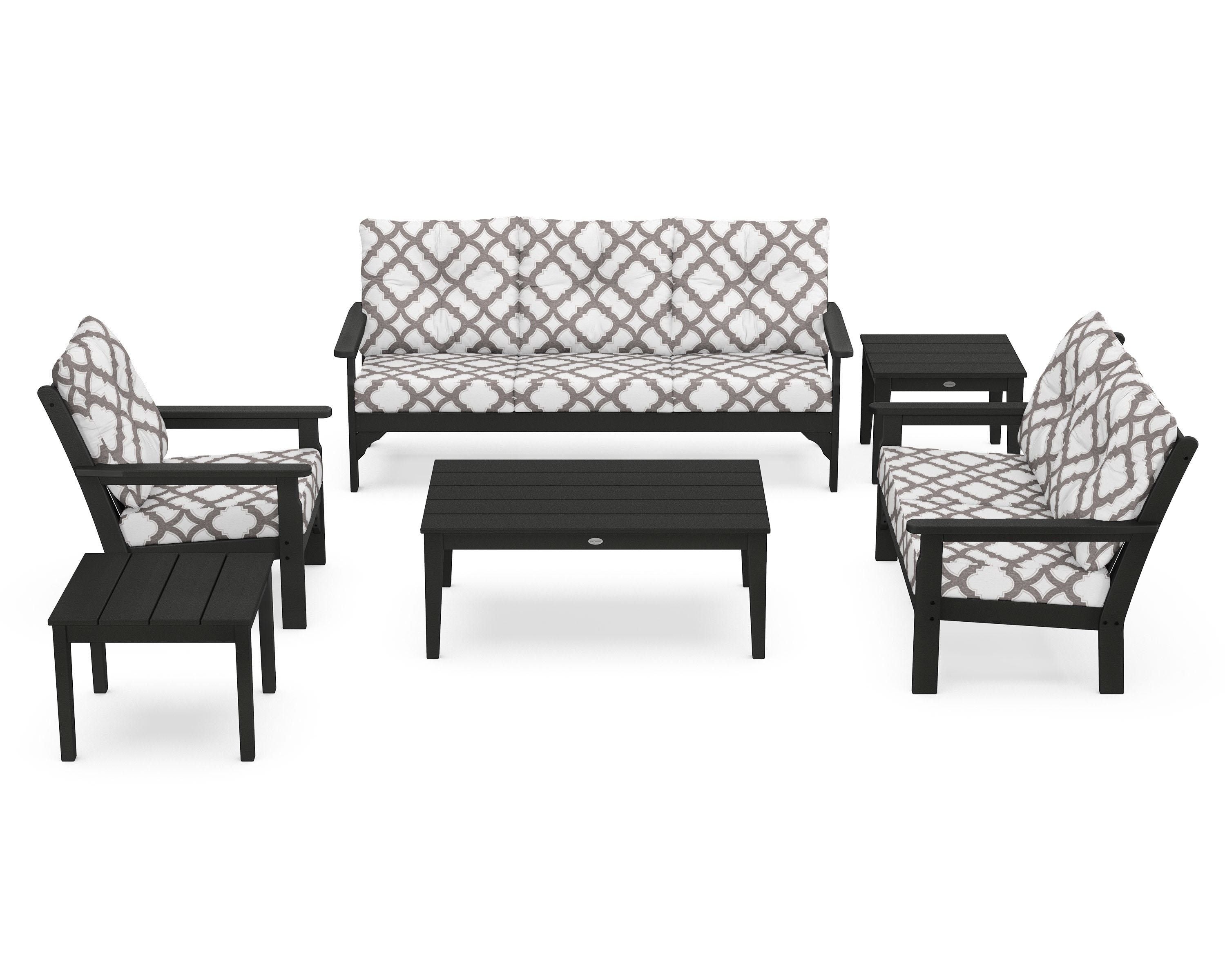 POLYWOOD® Vineyard 6-Piece Deep Seating Set in Black / Trellis Grey Mist