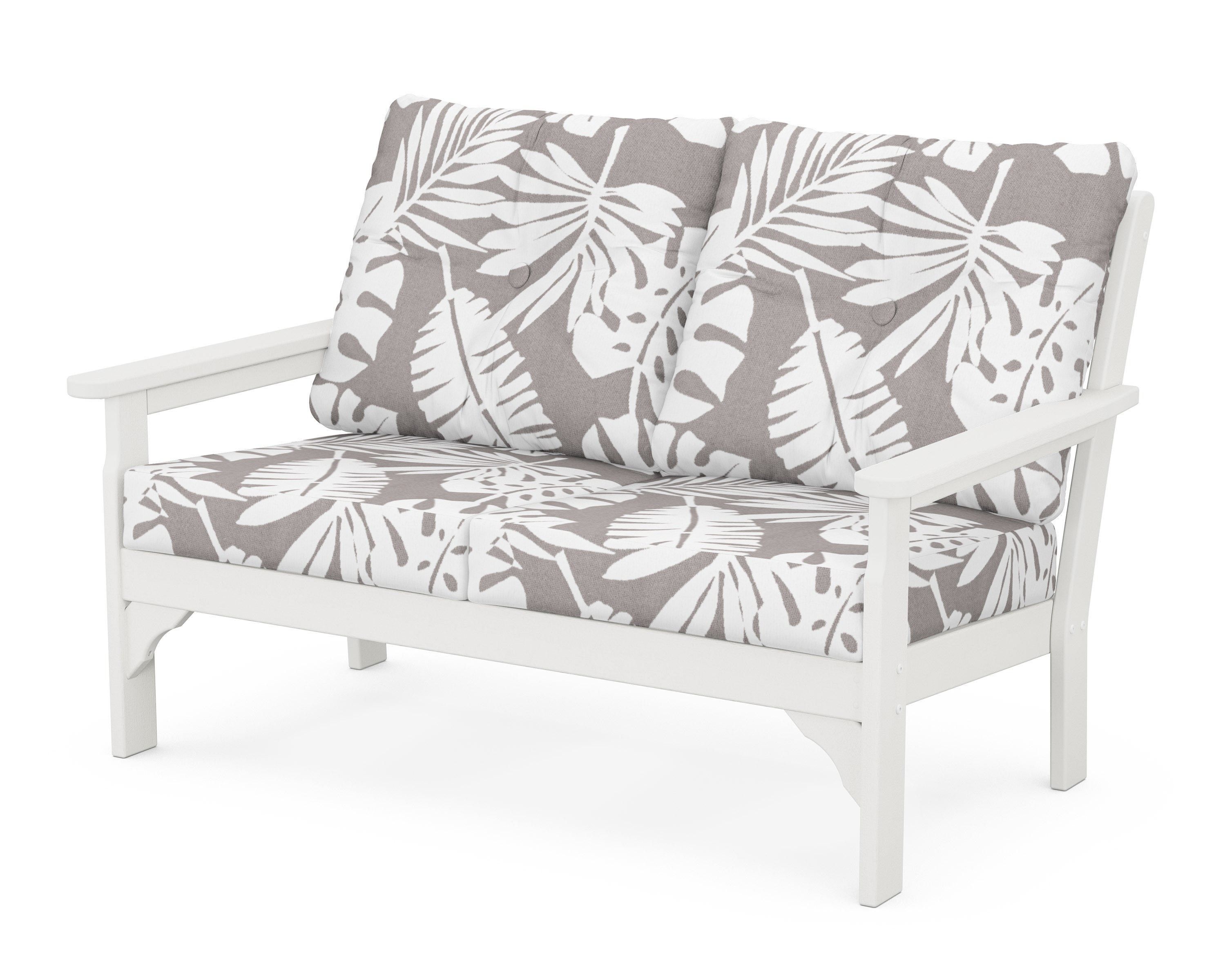 POLYWOOD® Vineyard Deep Seating Loveseat in Vintage White / Leaf Grey Mist