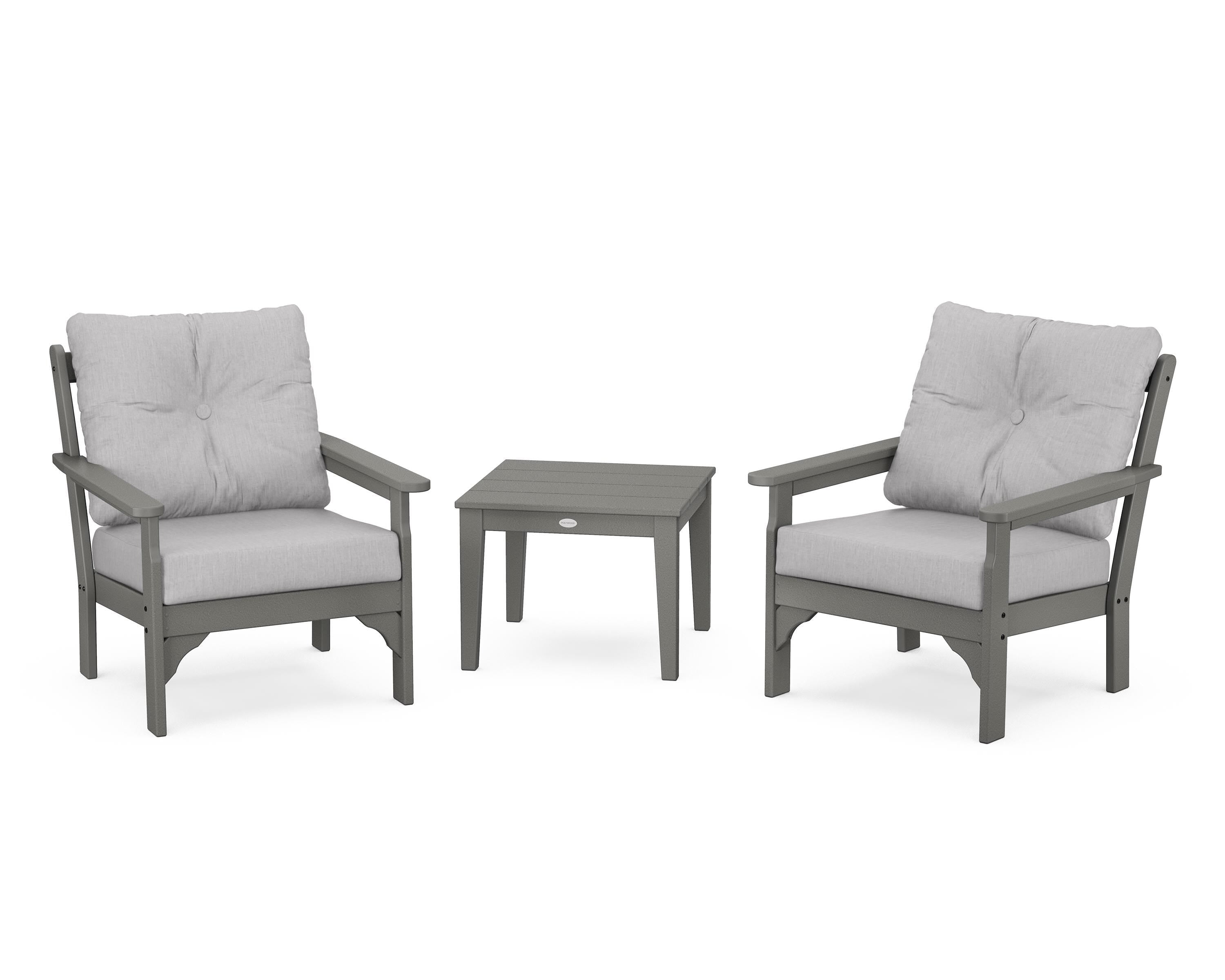 POLYWOOD® Vineyard 3-Piece Deep Seating Set in Slate Grey / Granite