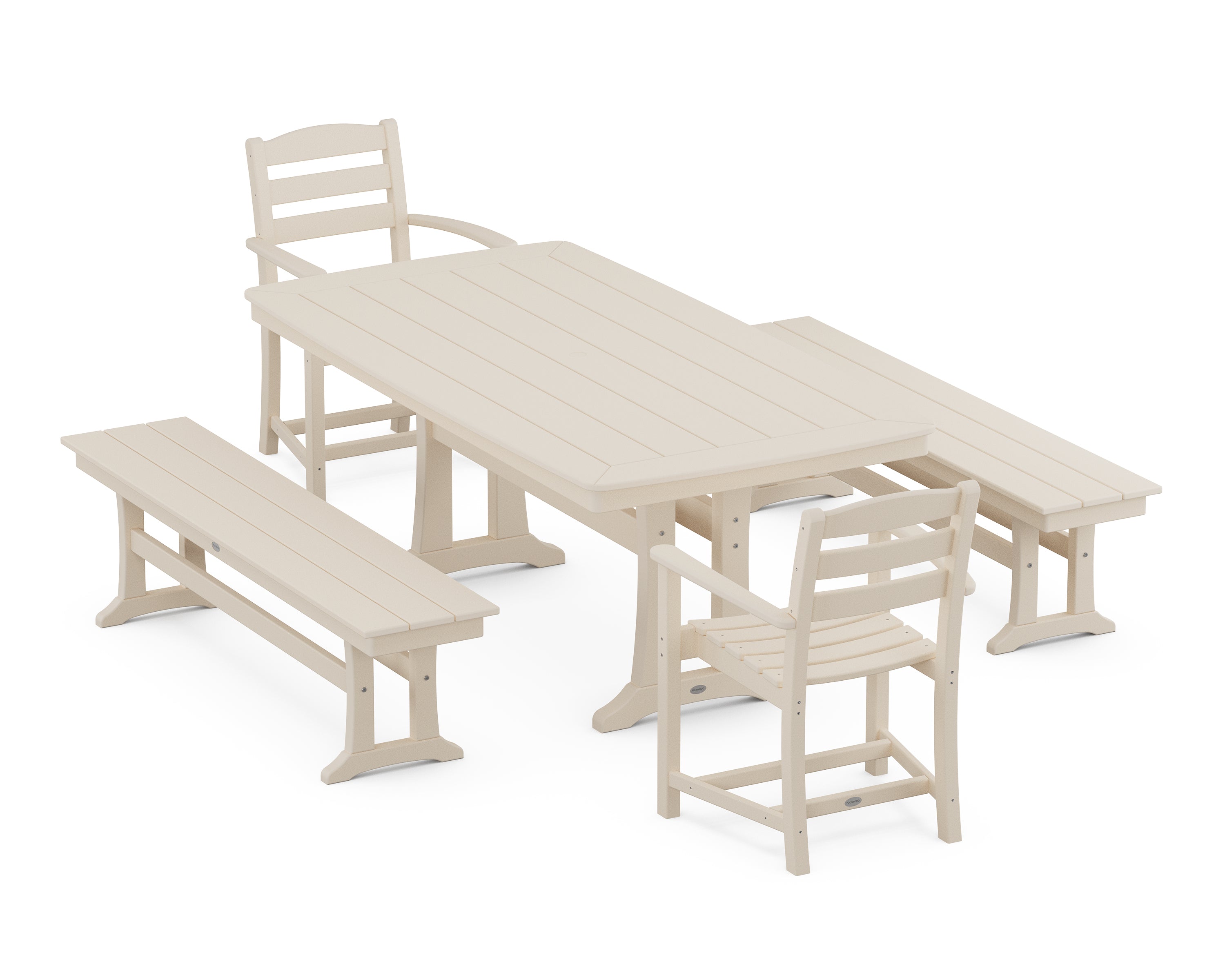 POLYWOOD® La Casa Cafe 5-Piece Dining Set with Trestle Legs in Sand