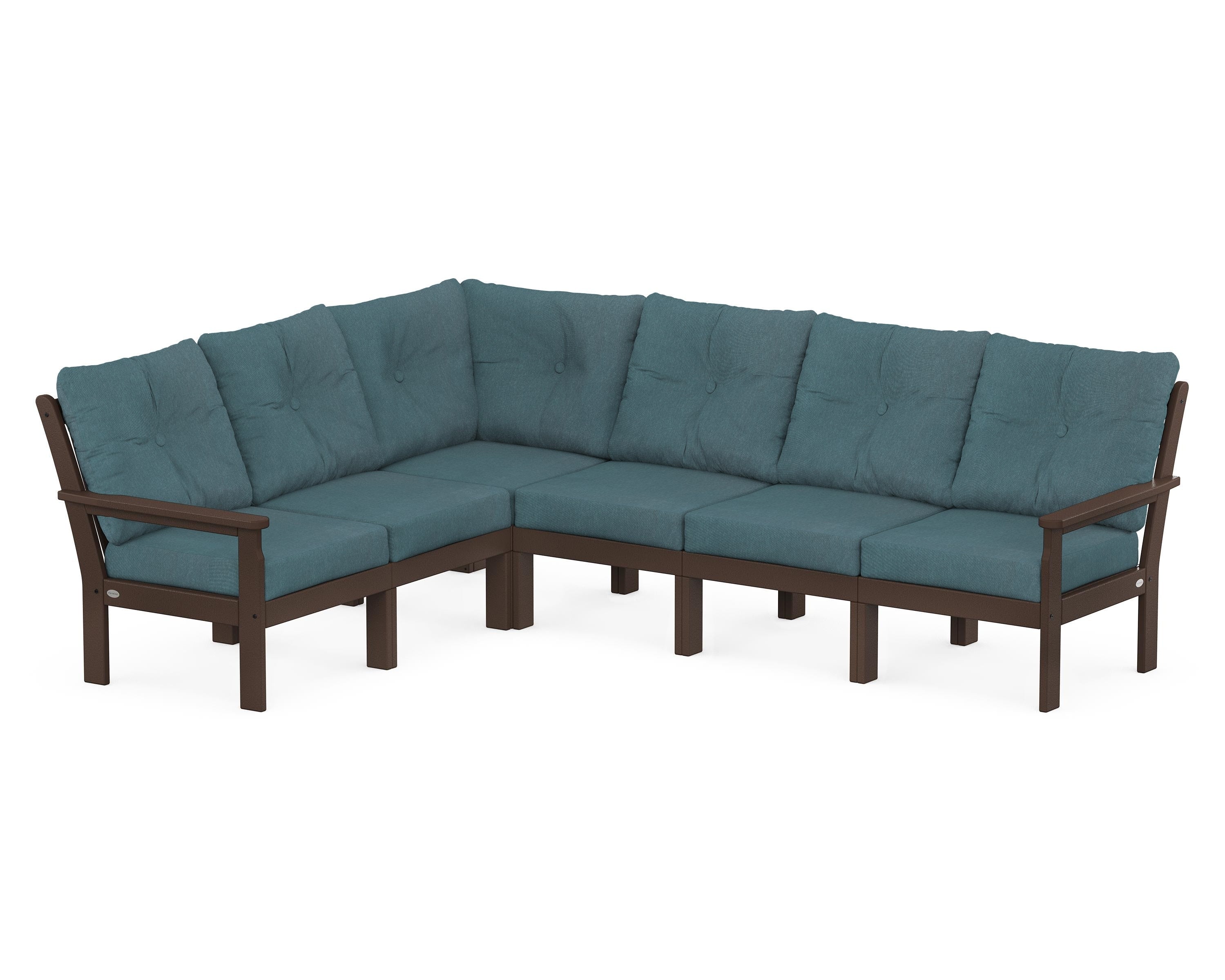 POLYWOOD® Vineyard 6-Piece Sectional in Mahogany / Ocean Teal