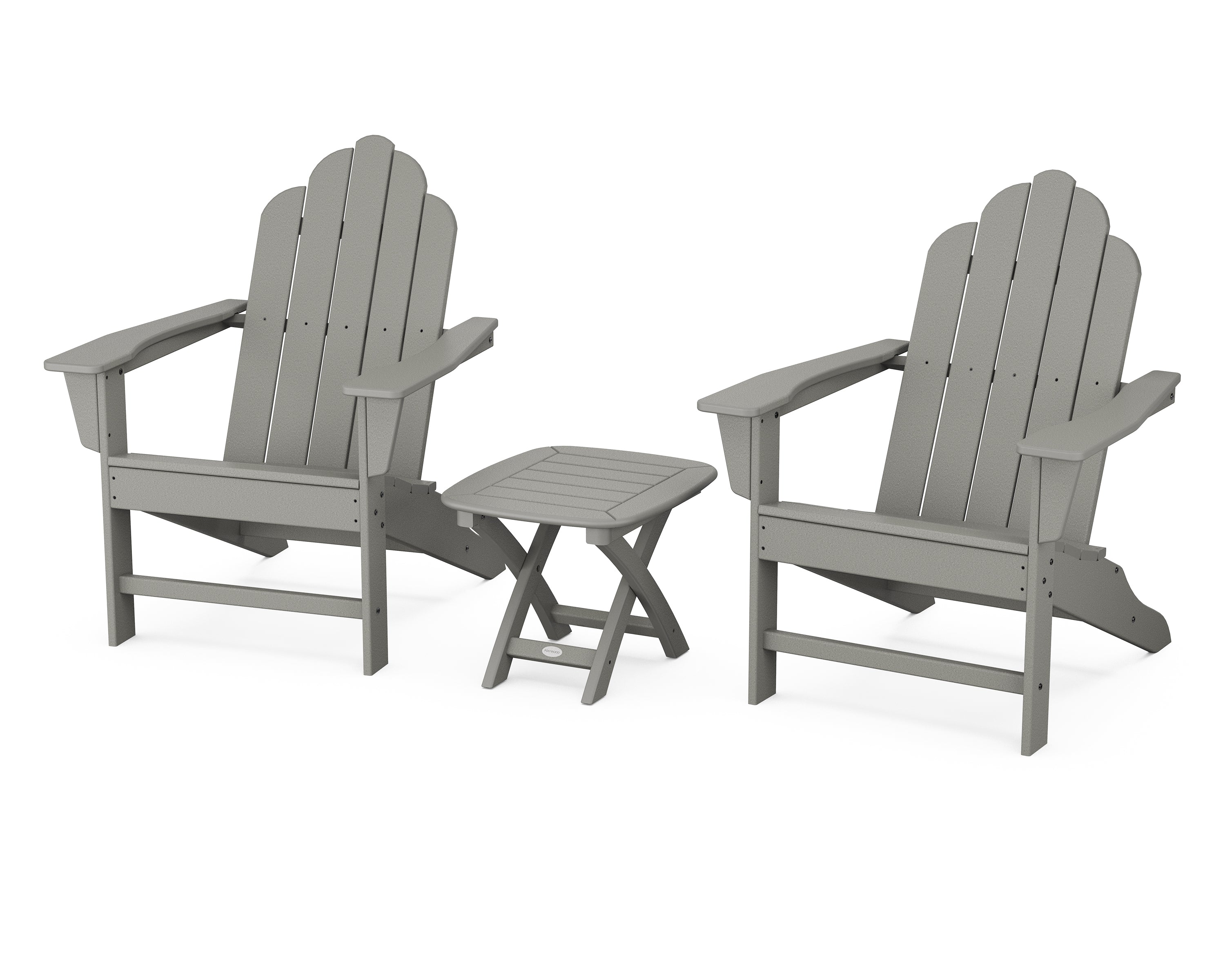 POLYWOOD® Long Island Adirondack 3-Piece Set in Slate Grey