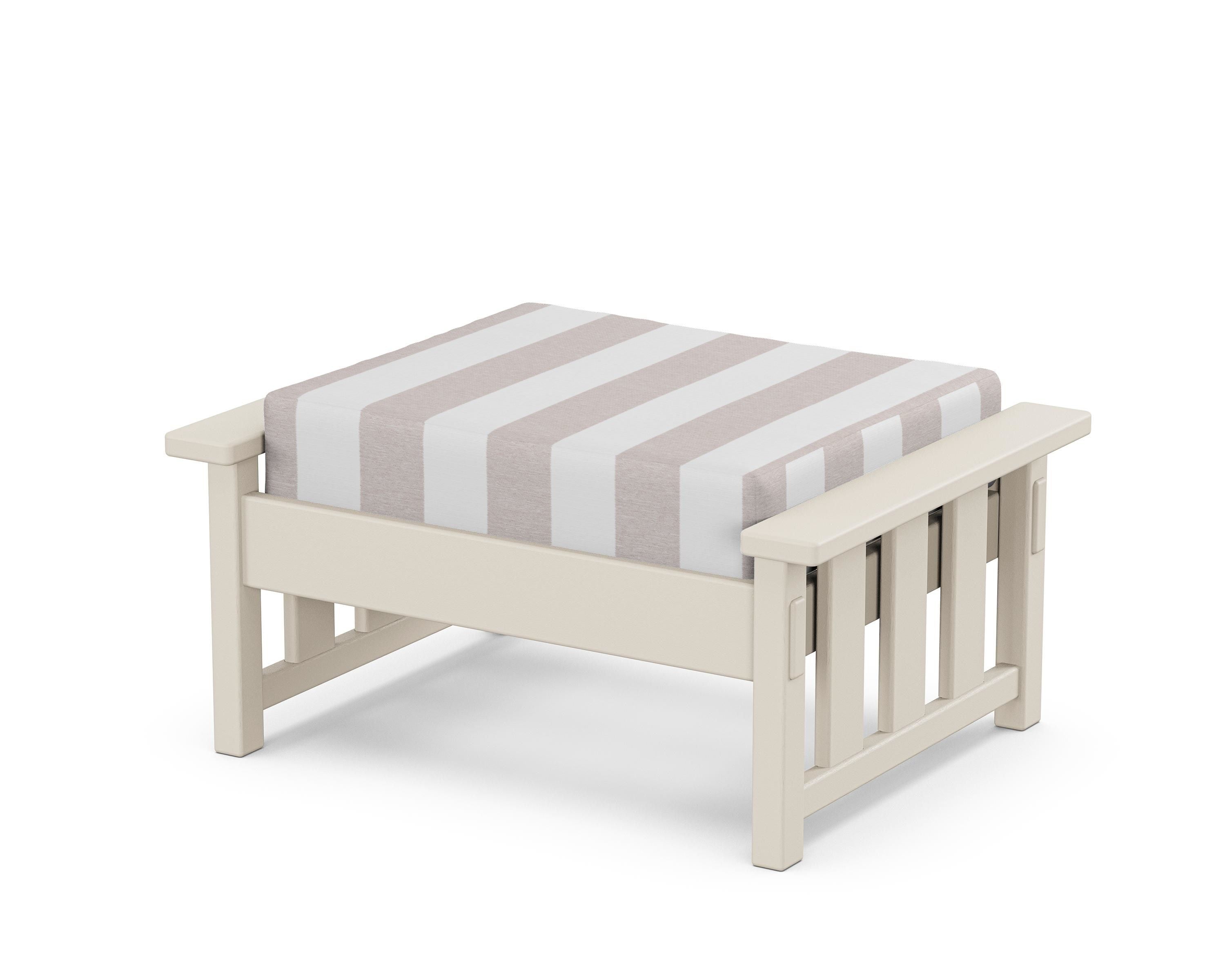 Martha Stewart by POLYWOOD® Acadia Deep Seating Ottoman in Sand / Cabana Stripe Dune Burlap