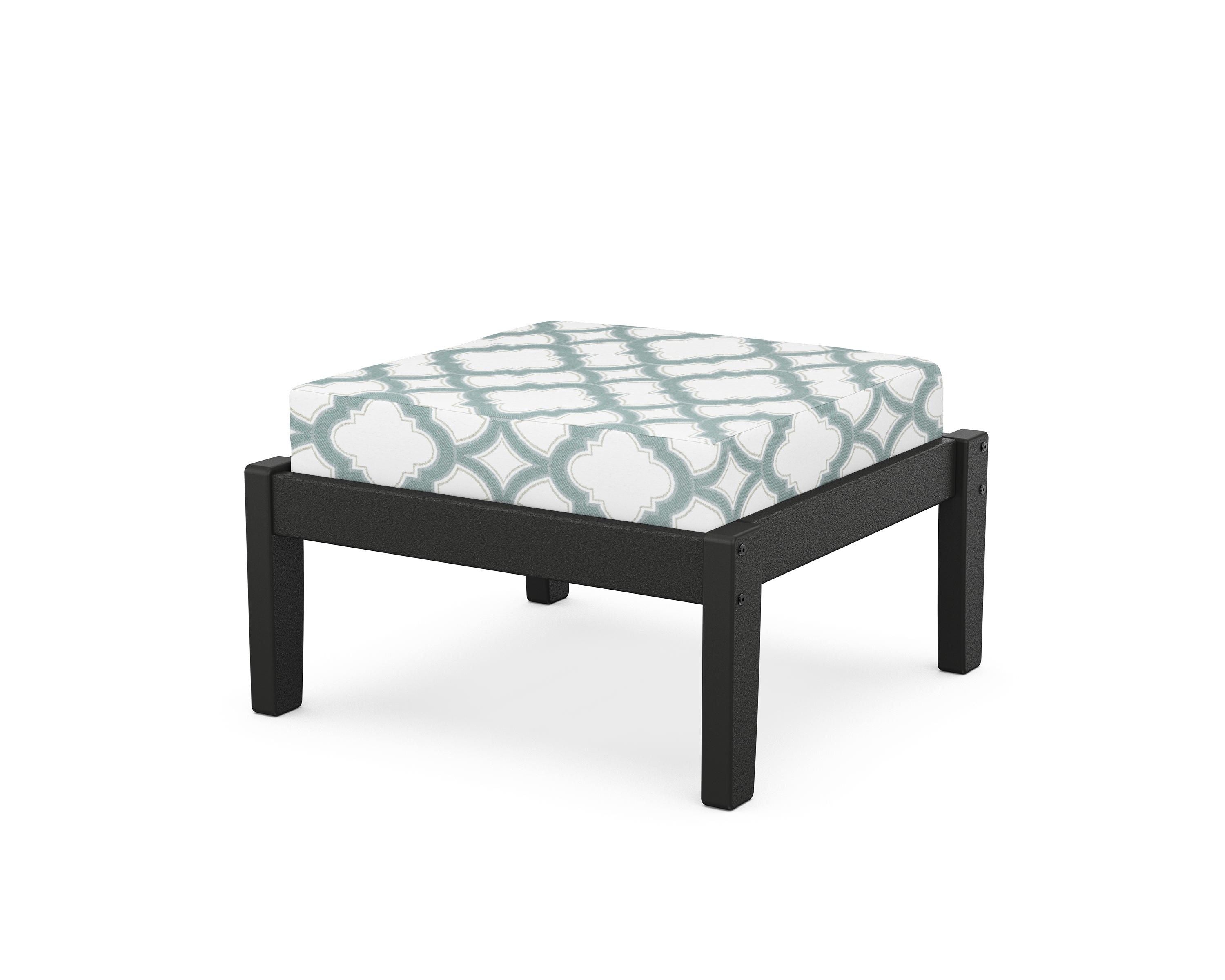 Unbranded Deep Seating Ottoman in Black / Trellis Glacier Spa