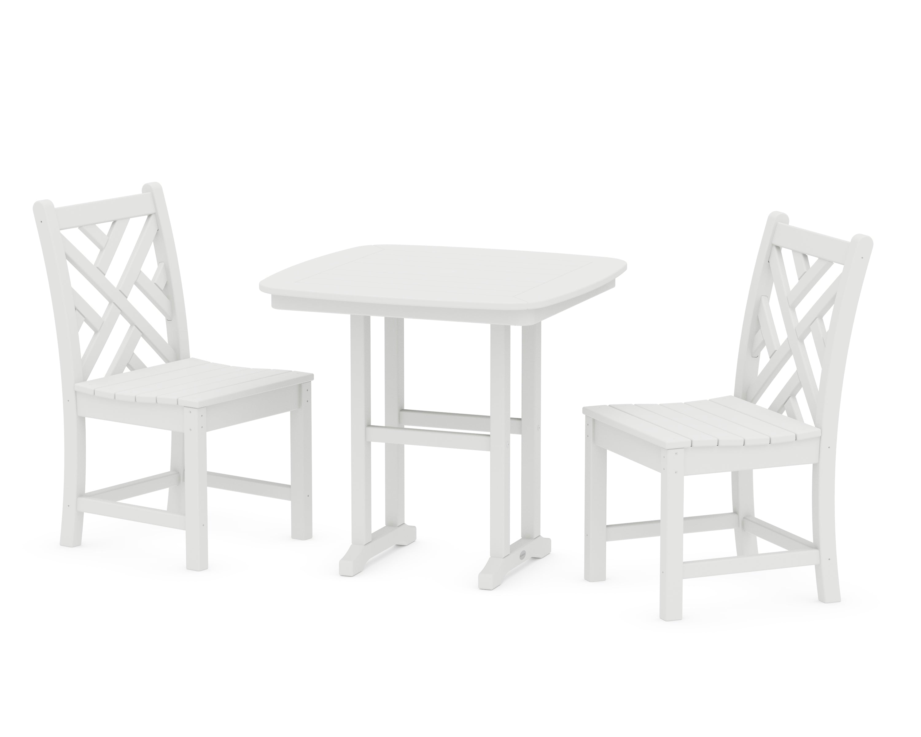 POLYWOOD® Chippendale Side Chair 3-Piece Dining Set in White