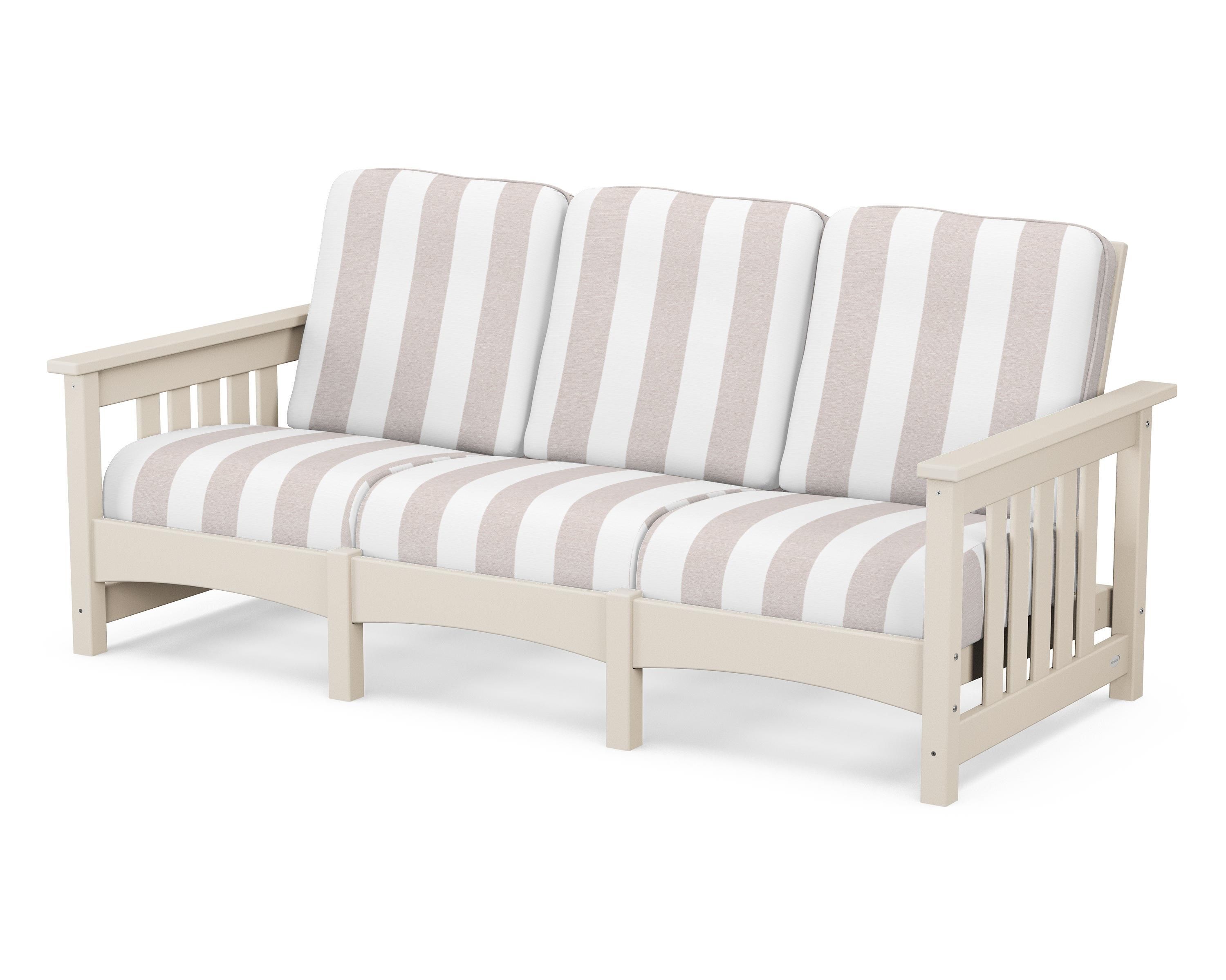 POLYWOOD® Club Mission Sofa in Sand / Cabana Stripe Dune Burlap