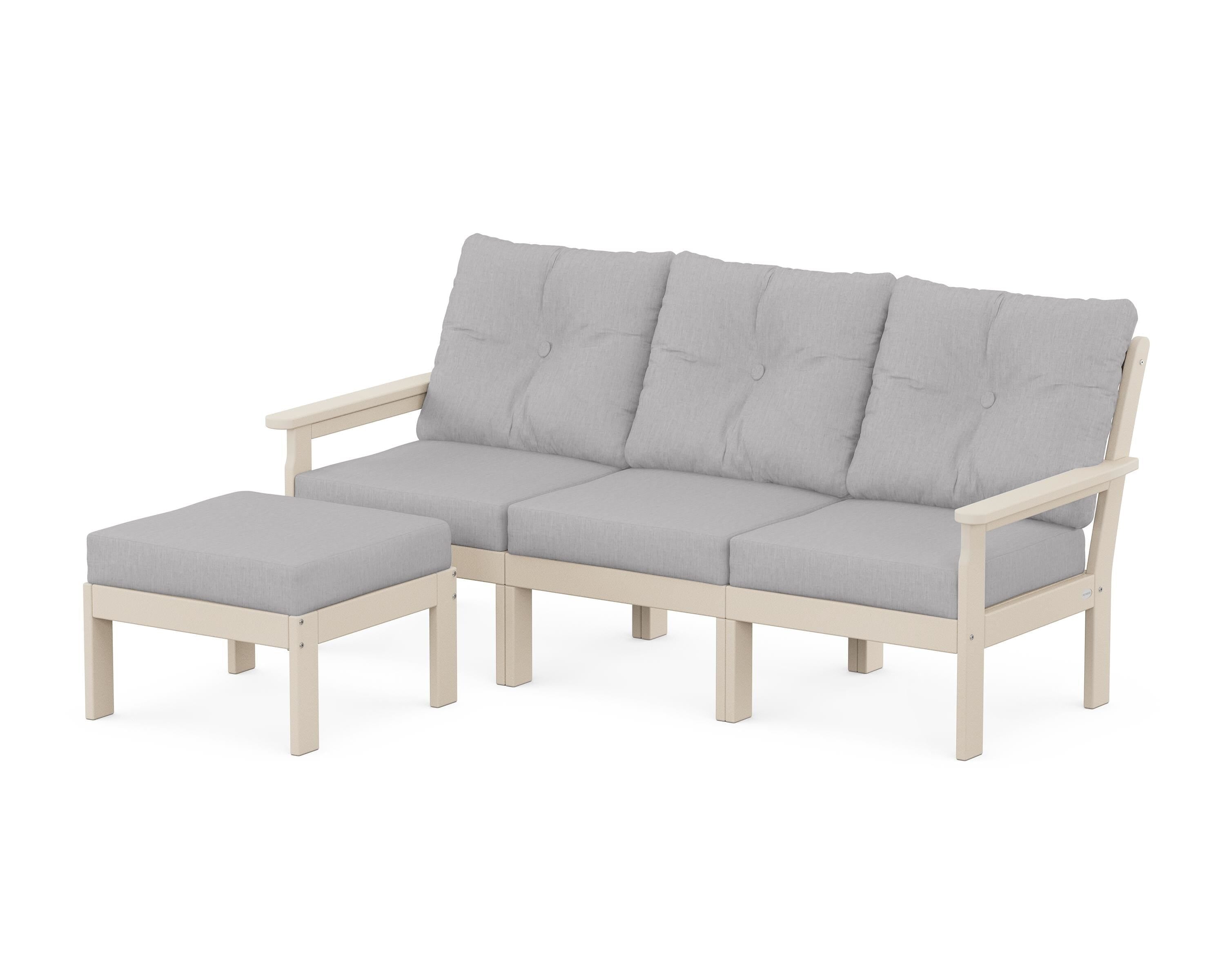 POLYWOOD® Vineyard 4-Piece Sectional with Ottoman in Sand / Granite