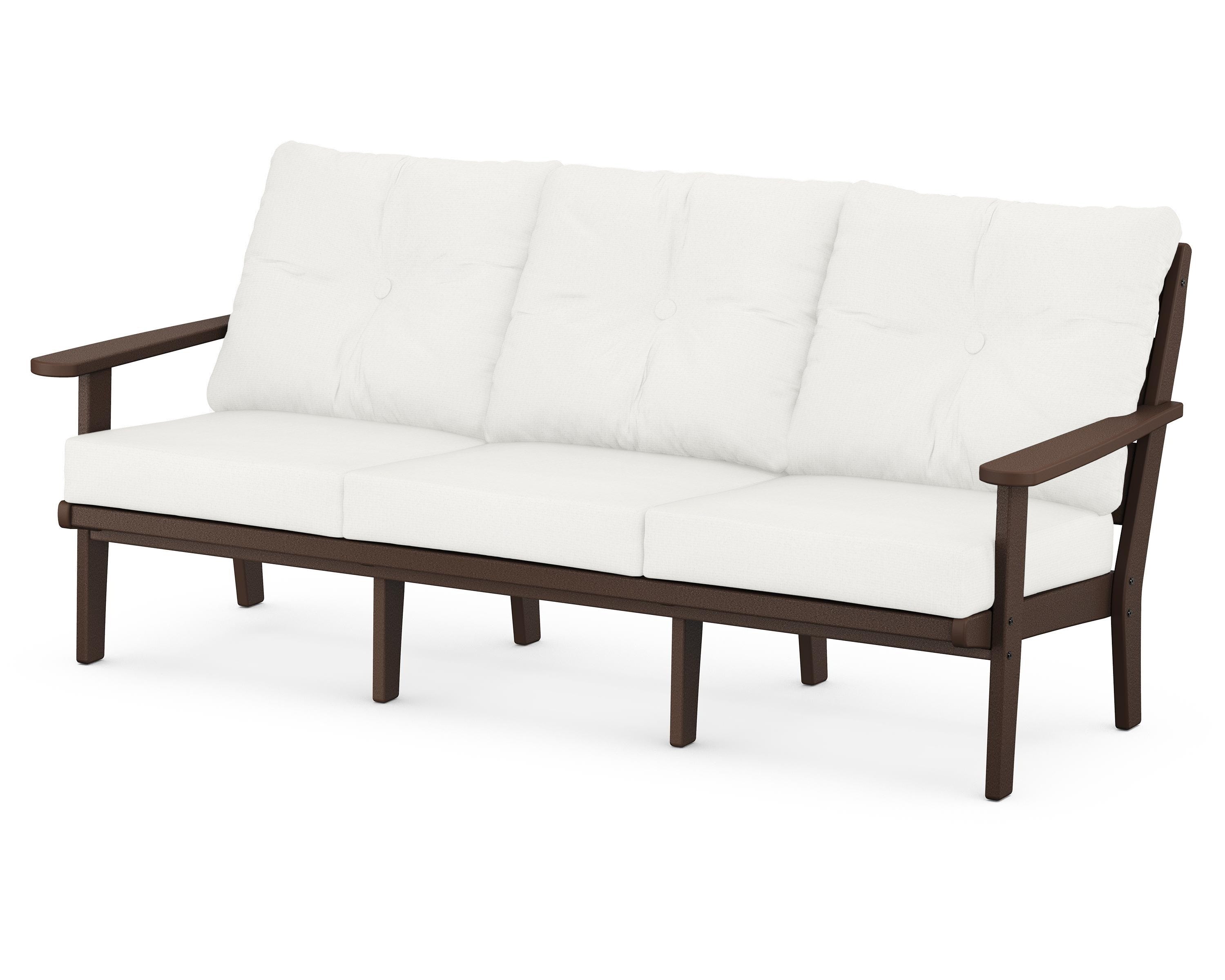 POLYWOOD® Lakeside Deep Seating Sofa in Mahogany / Natural Linen