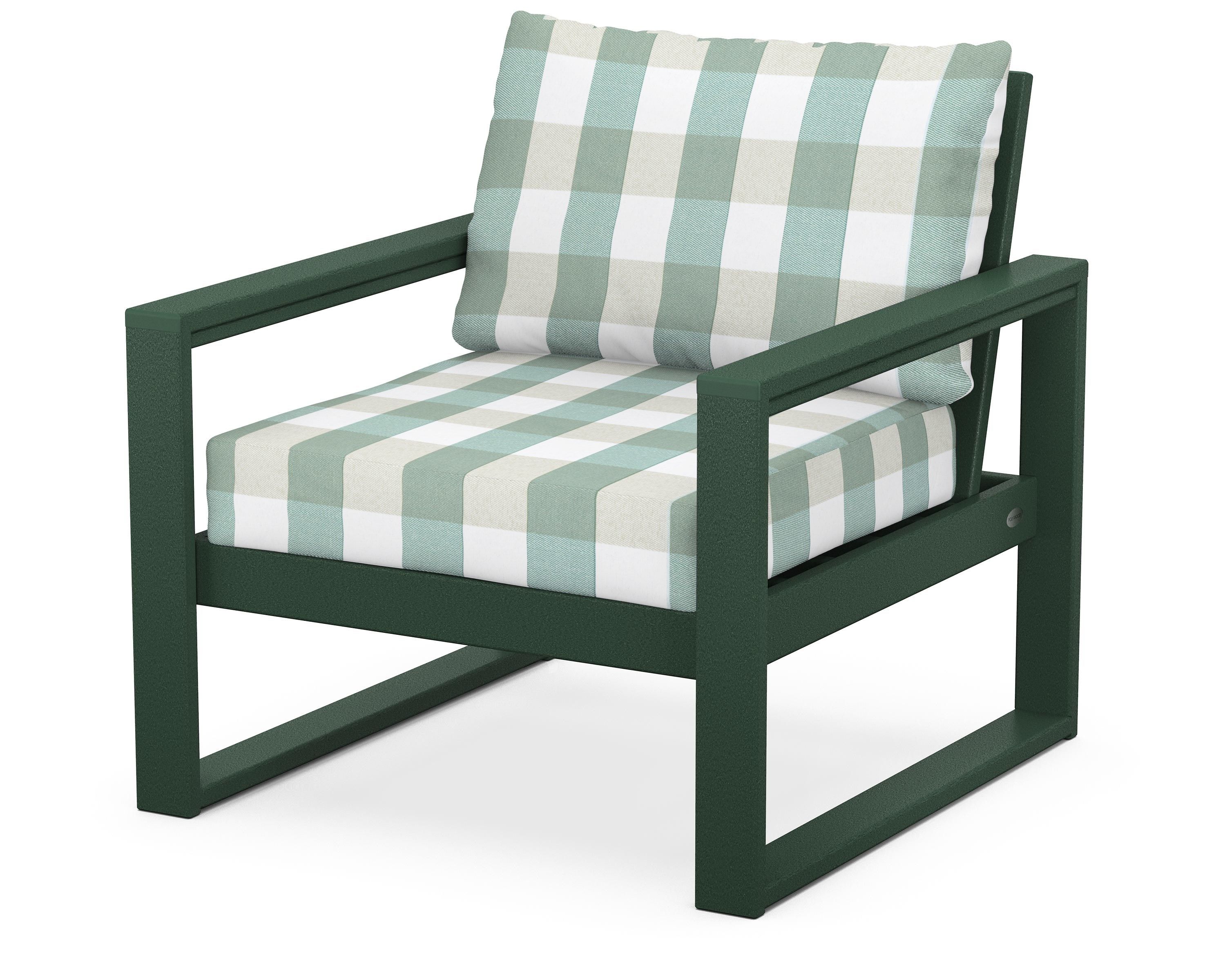 POLYWOOD® EDGE Club Chair in Green / Buffalo Plaid Glacier Spa