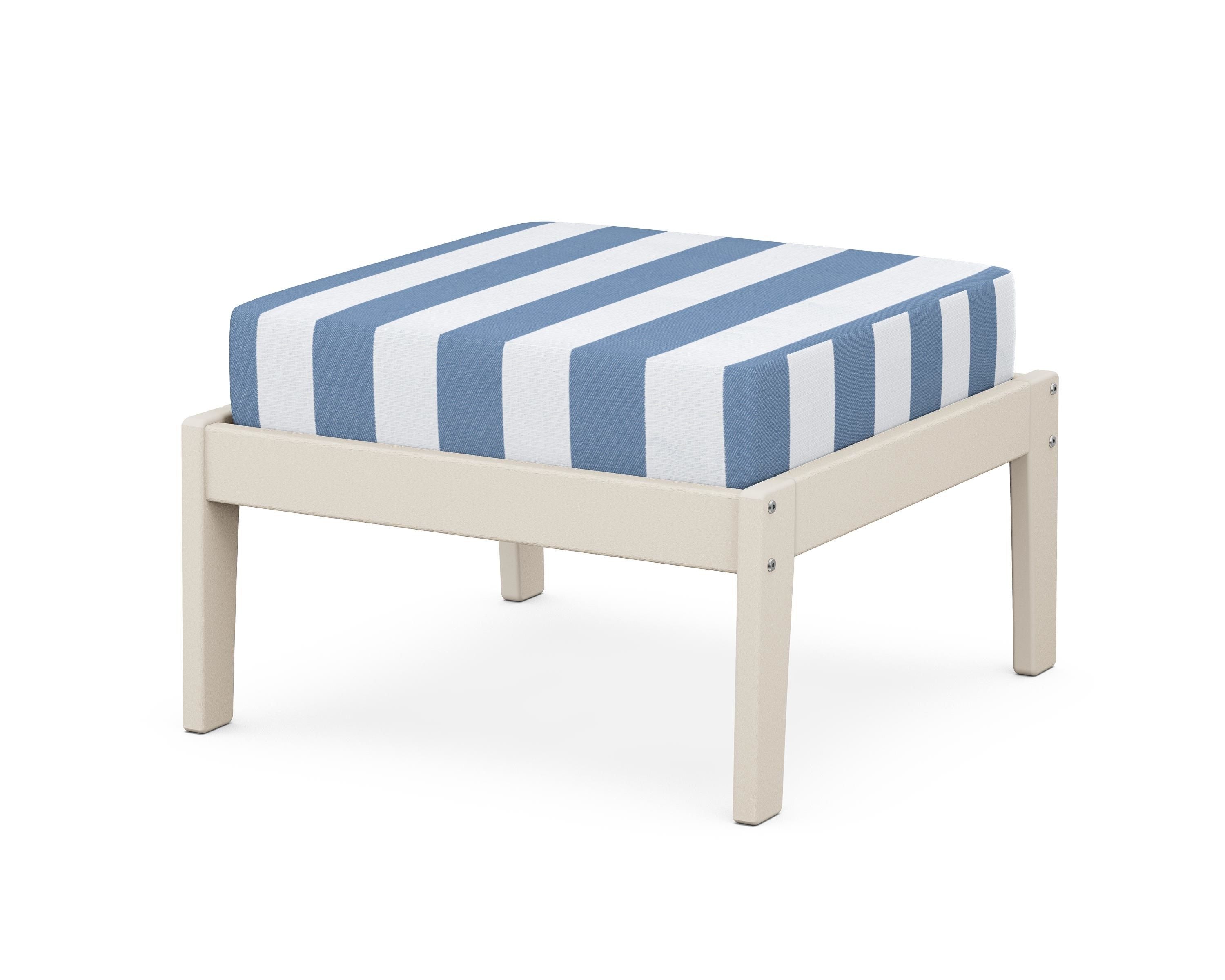 Unbranded Deep Seating Ottoman in Sand / Cabana Stripe Sky Blue