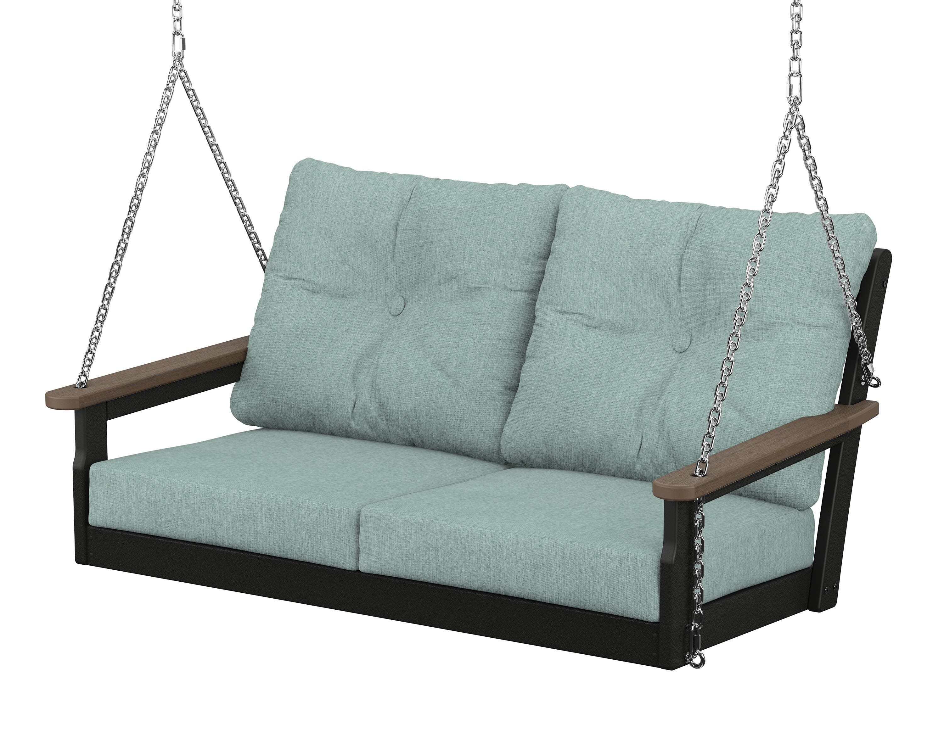 POLYWOOD® Vineyard Deep Seating Swing in Black / Kona / Glacier Spa
