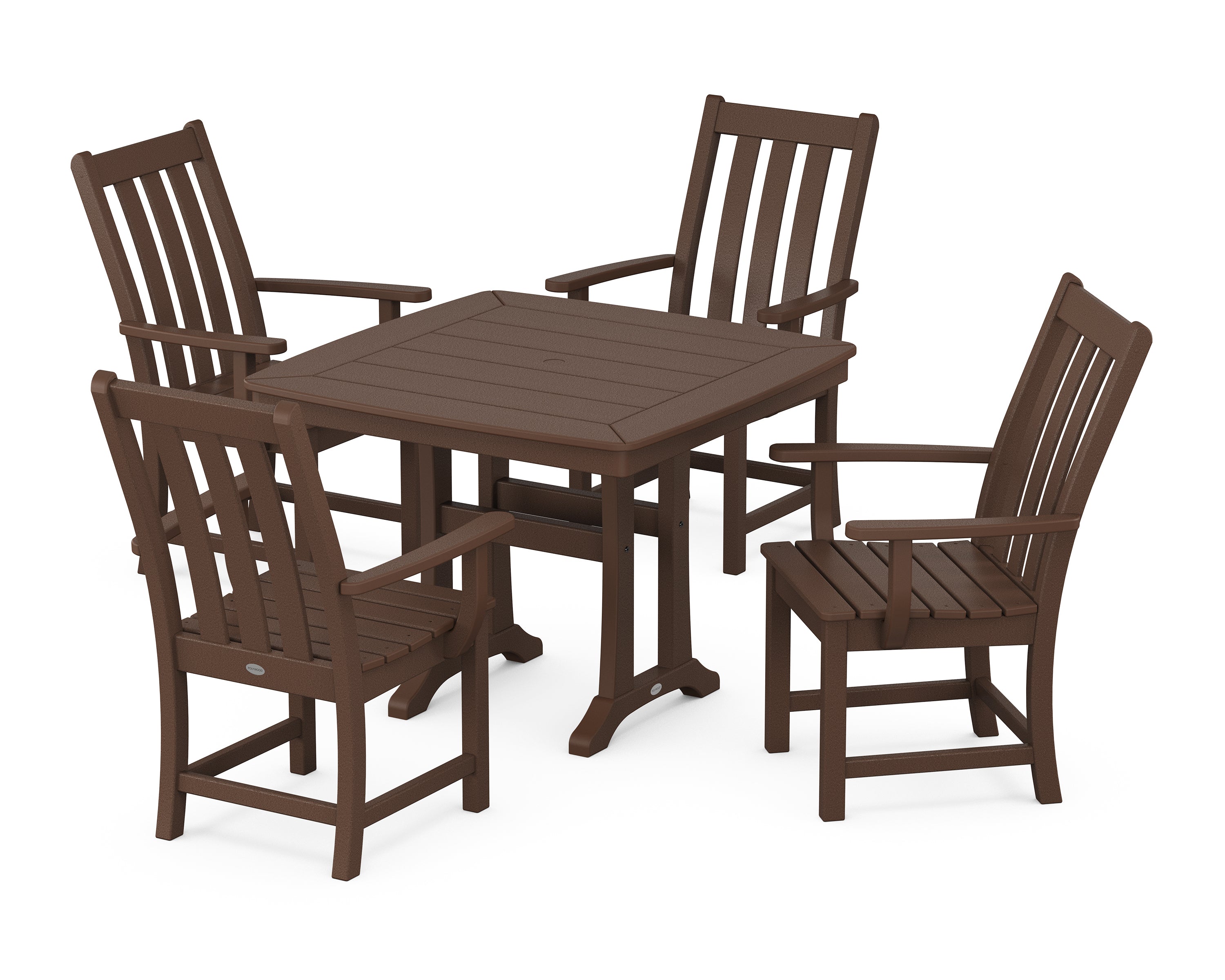 POLYWOOD® Vineyard 5-Piece Dining Set with Trestle Legs in Mahogany