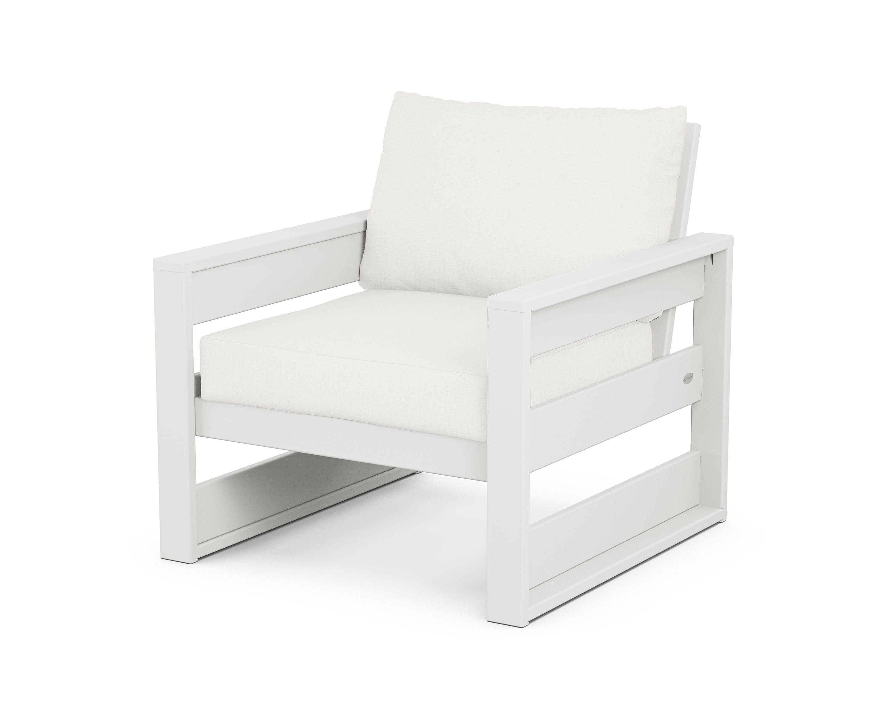 POLYWOOD® Westport Club Chair in White / Natural Linen
