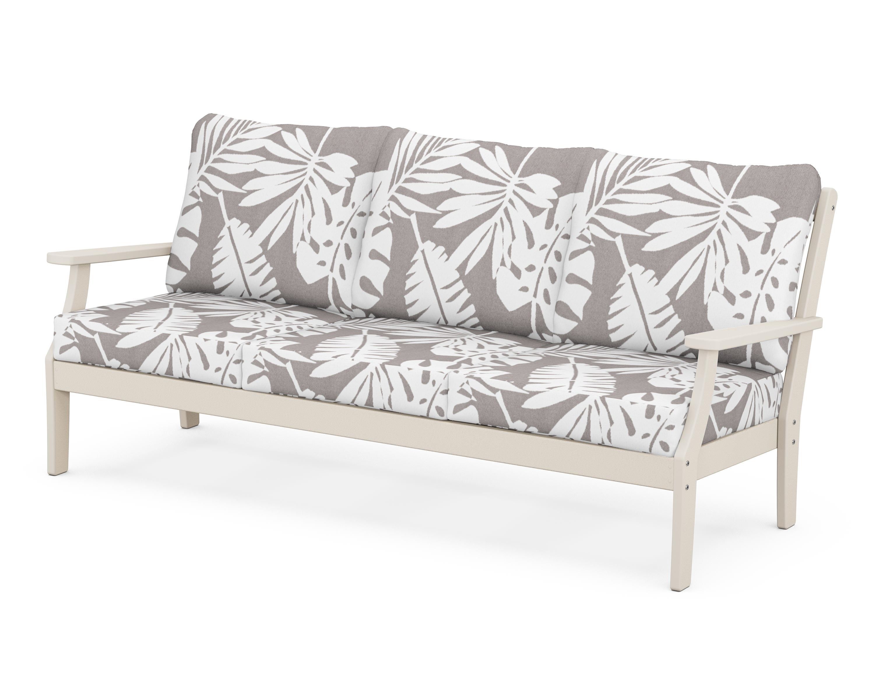 POLYWOOD® Braxton Deep Seating Sofa in Sand / Leaf Grey Mist
