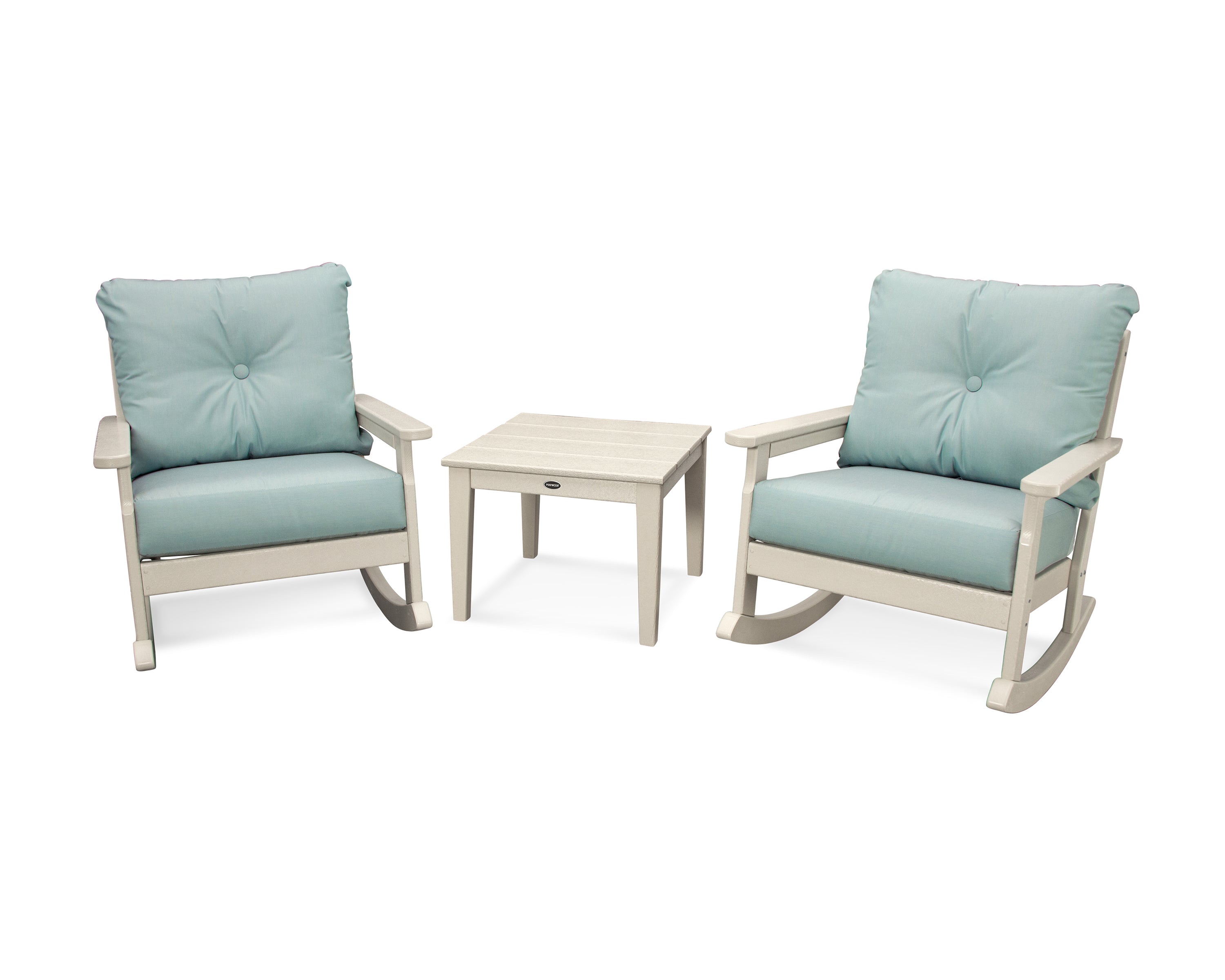 POLYWOOD® Vineyard 3-Piece Deep Seating Rocker Set in Sand / Spa