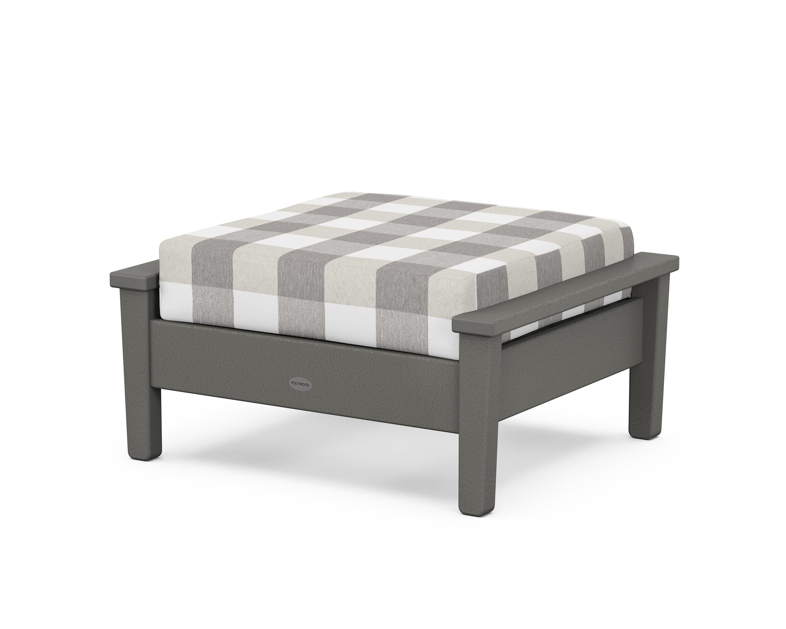 POLYWOOD® Prescott Deep Seating Ottoman in Slate Grey / Buffalo Plaid Grey Mist