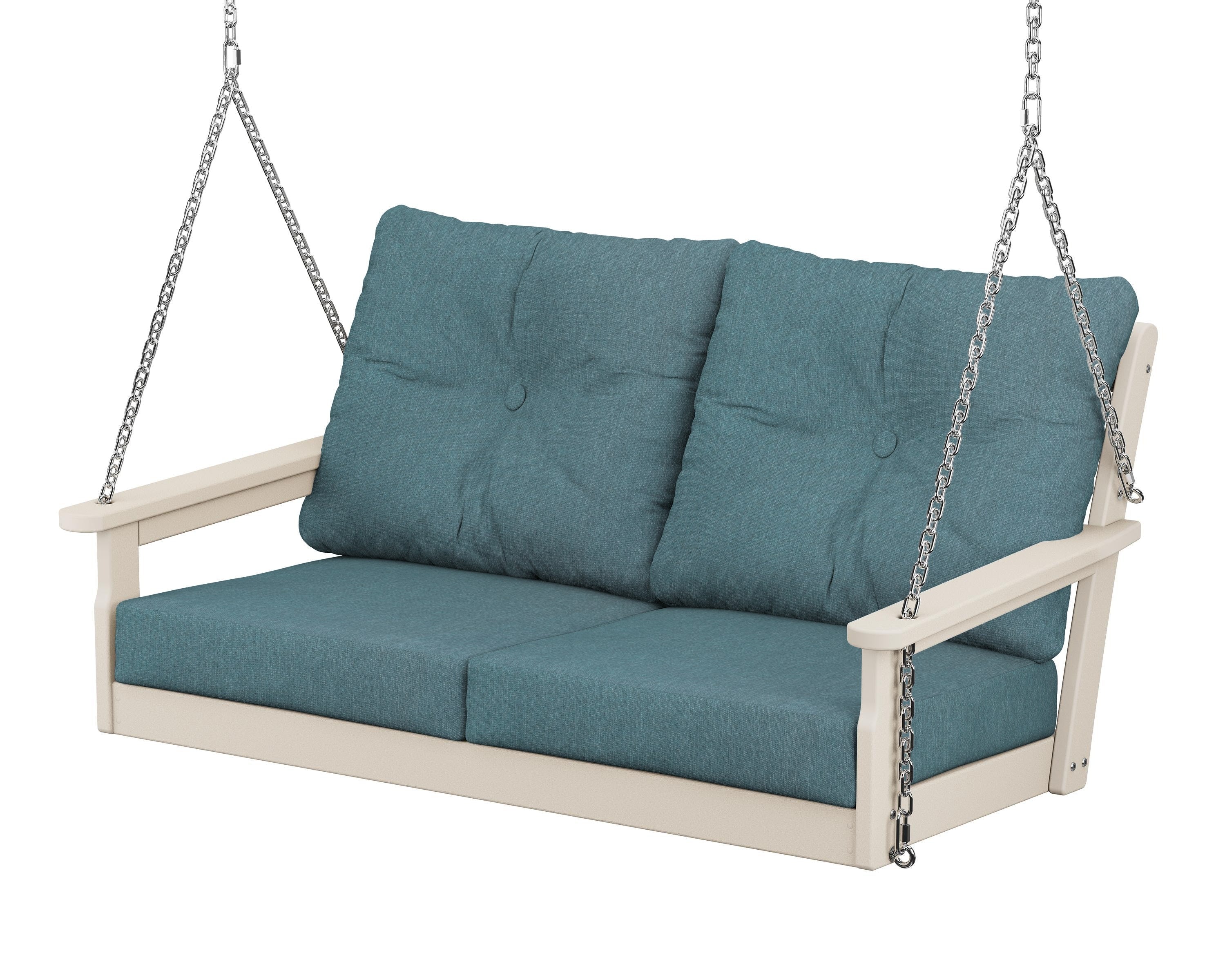 POLYWOOD® Vineyard Deep Seating Swing in Sand / Ocean Teal