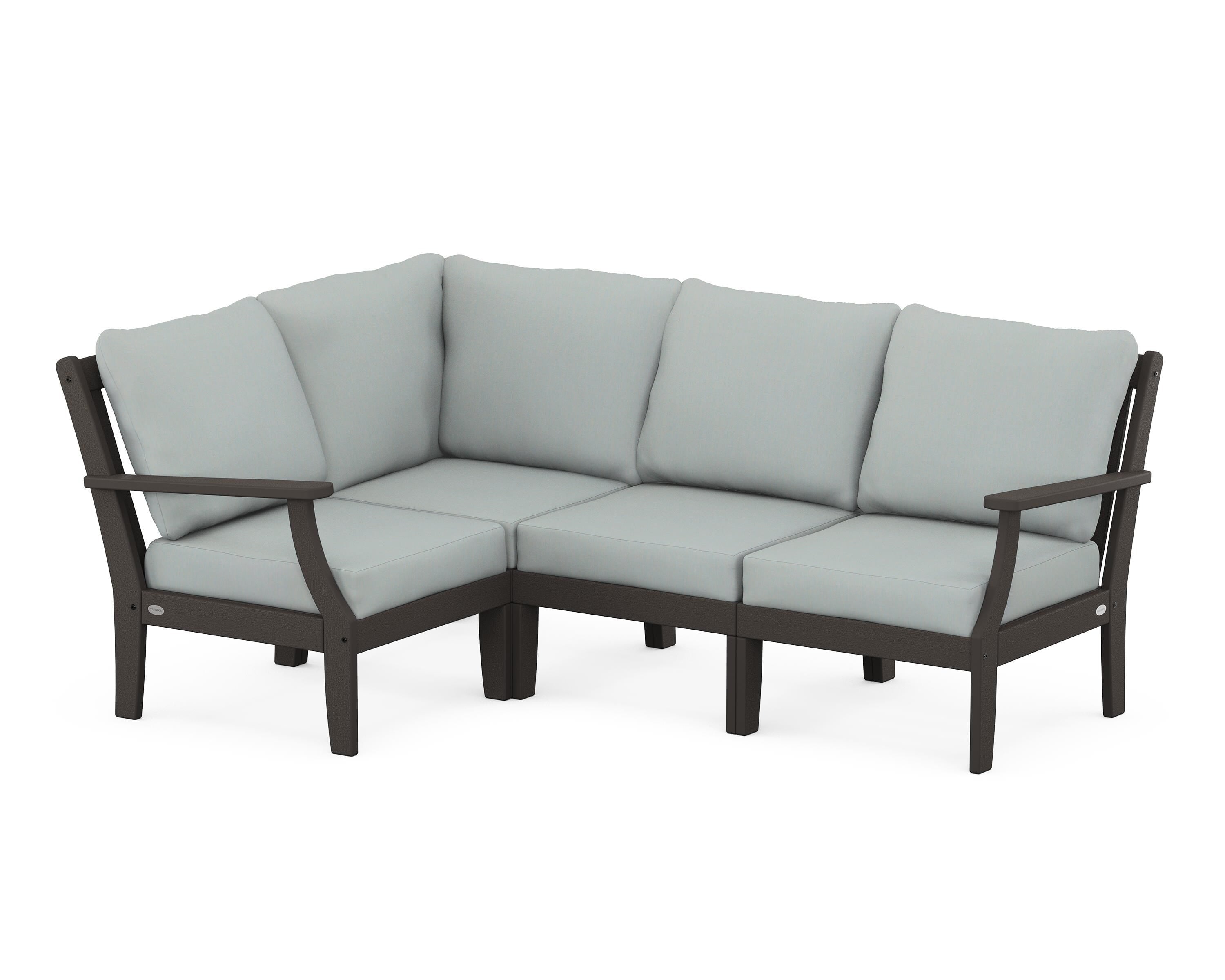 POLYWOOD® Braxton Modular 4-Piece Deep Seating Set in Vintage Coffee / Spa