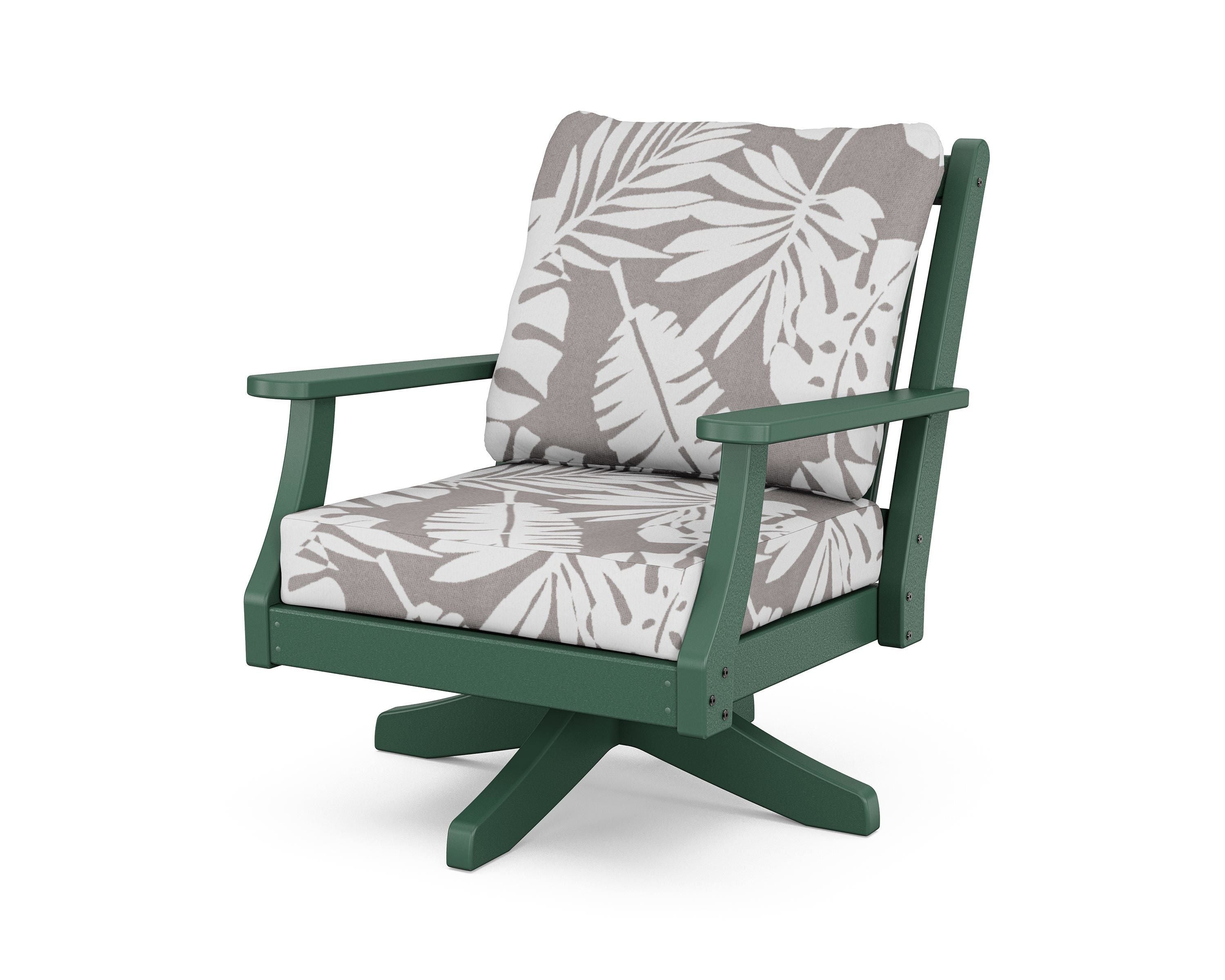 Country Living Wovendale Deep Seating Swivel Chair in Green / Leaf Grey Mist