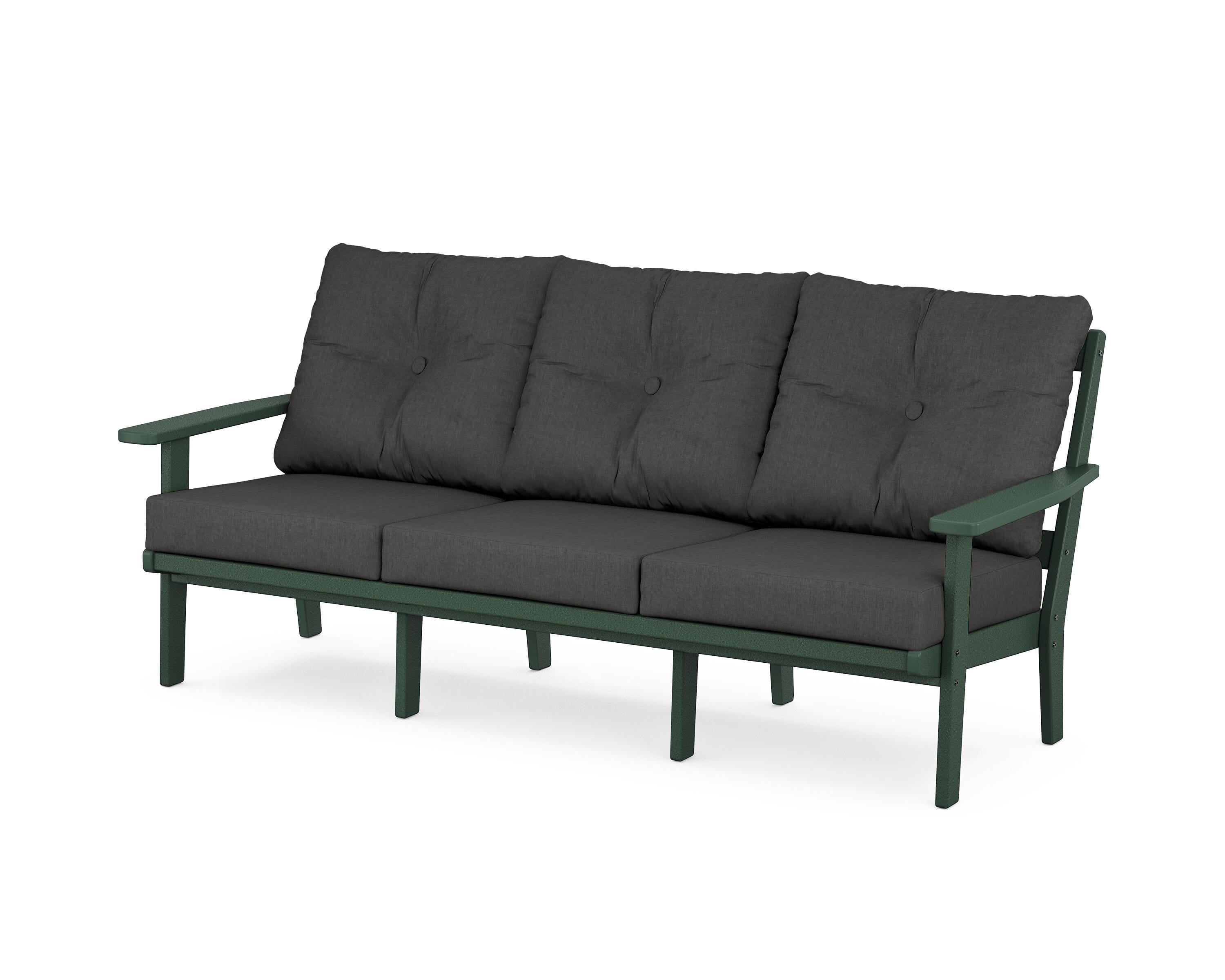 POLYWOOD® Oxford Deep Seating Sofa in Green / Spectrum Carbon