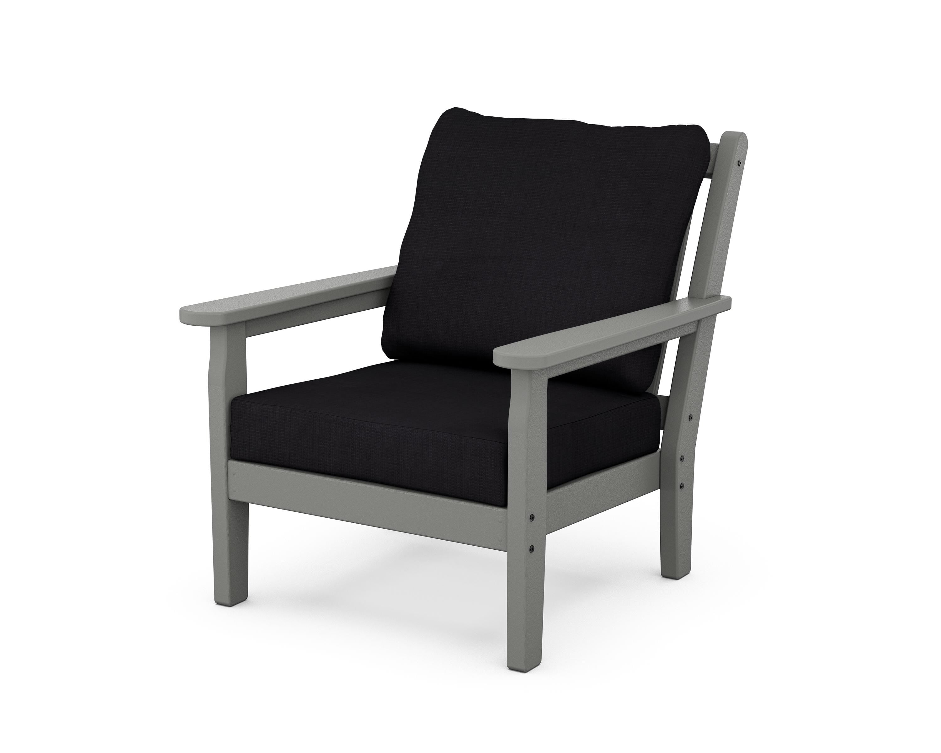 POLYWOOD® Chippendale Deep Seating Chair in Slate Grey / Midnight Linen