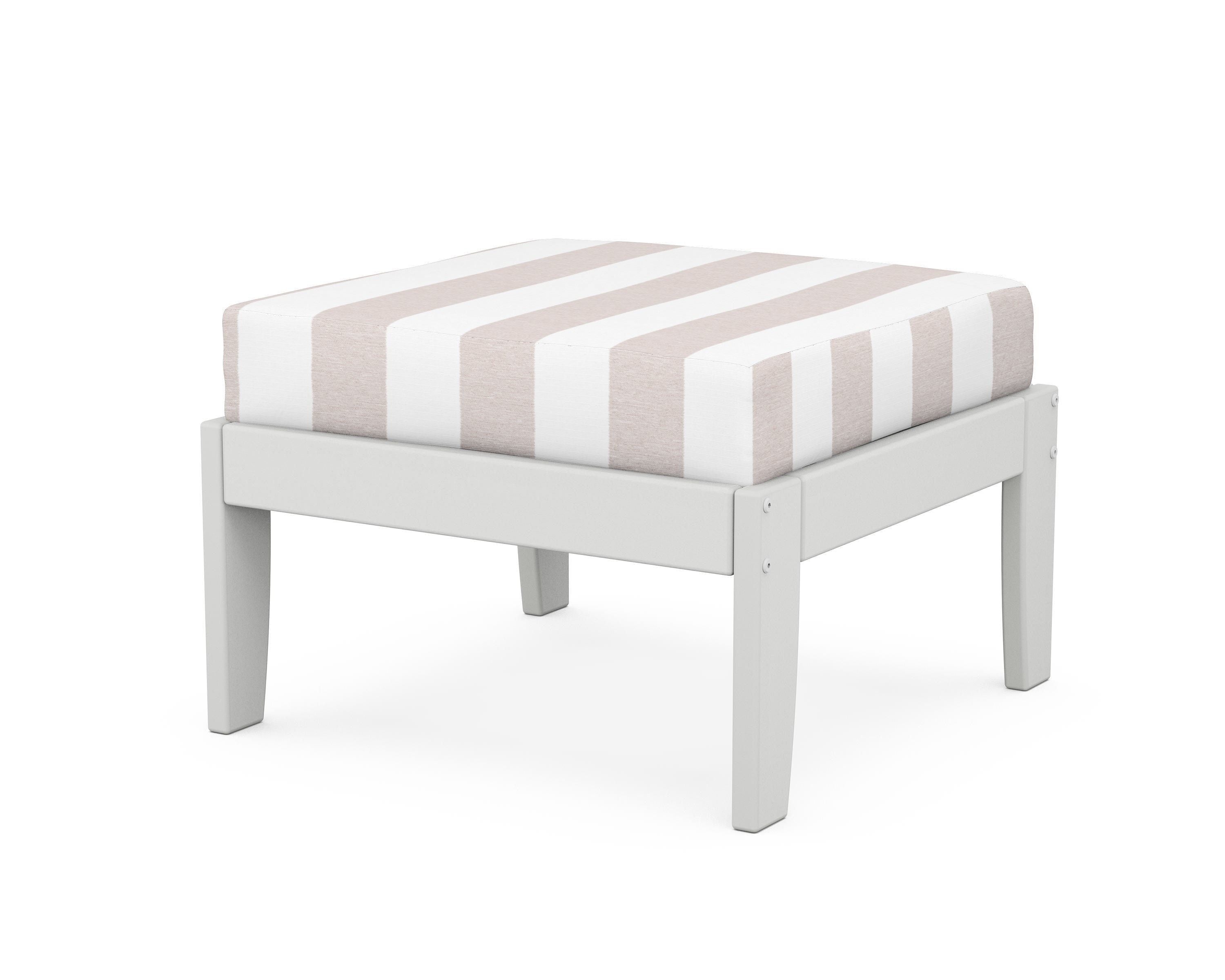 Unbranded Modular Ottoman - Classic in White / Cabana Stripe Dune Burlap