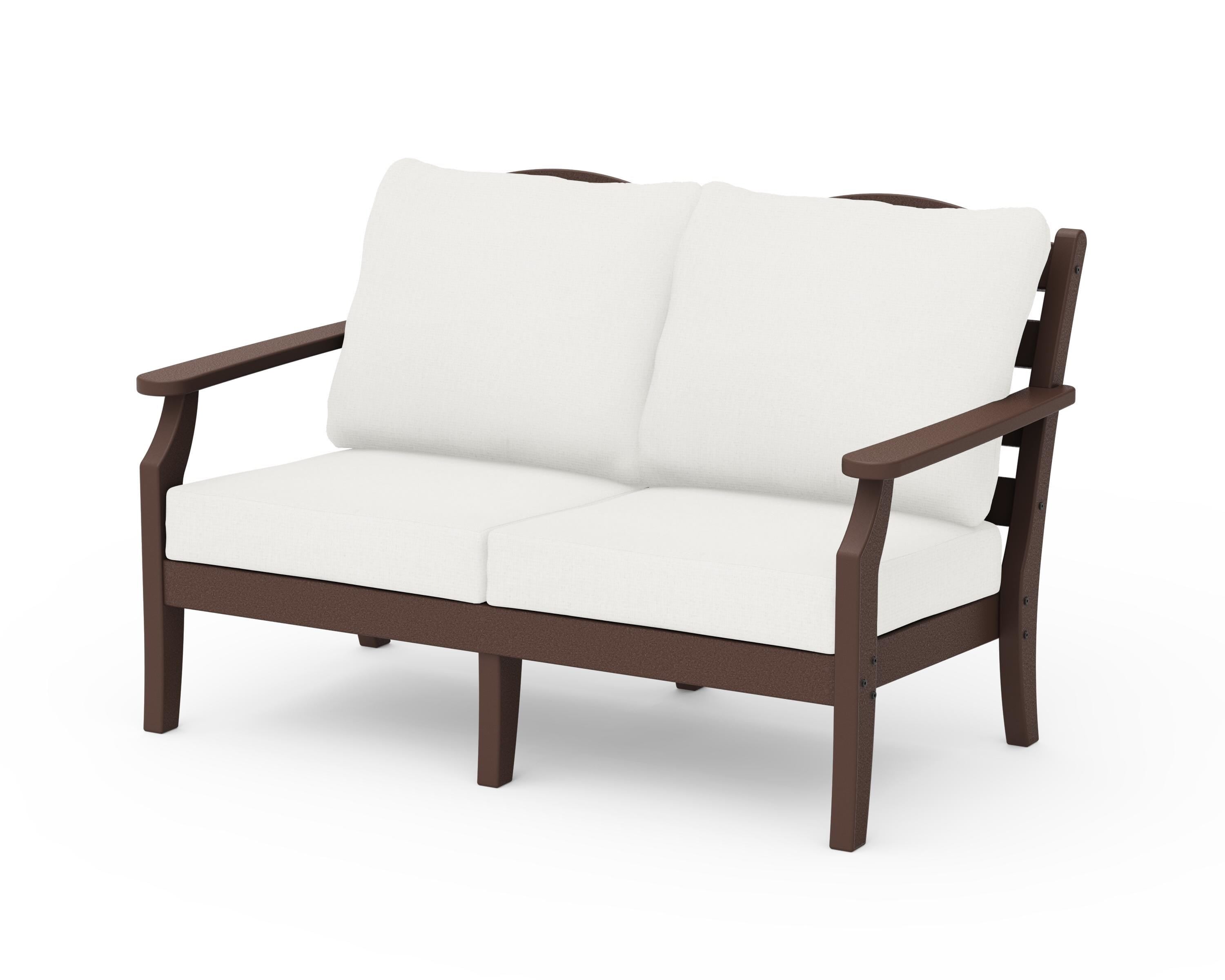 Draper James™ by POLYWOOD® Savannah Deep Seating Loveseat in Mahogany / Natural Linen