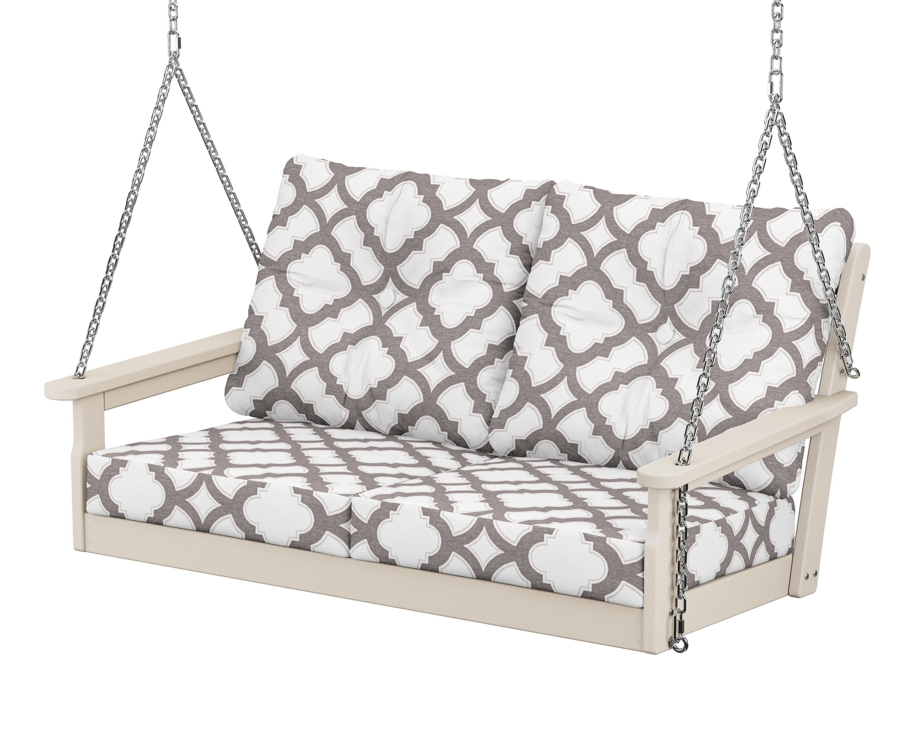 POLYWOOD® Vineyard Deep Seating Swing in Sand / Trellis Grey Mist