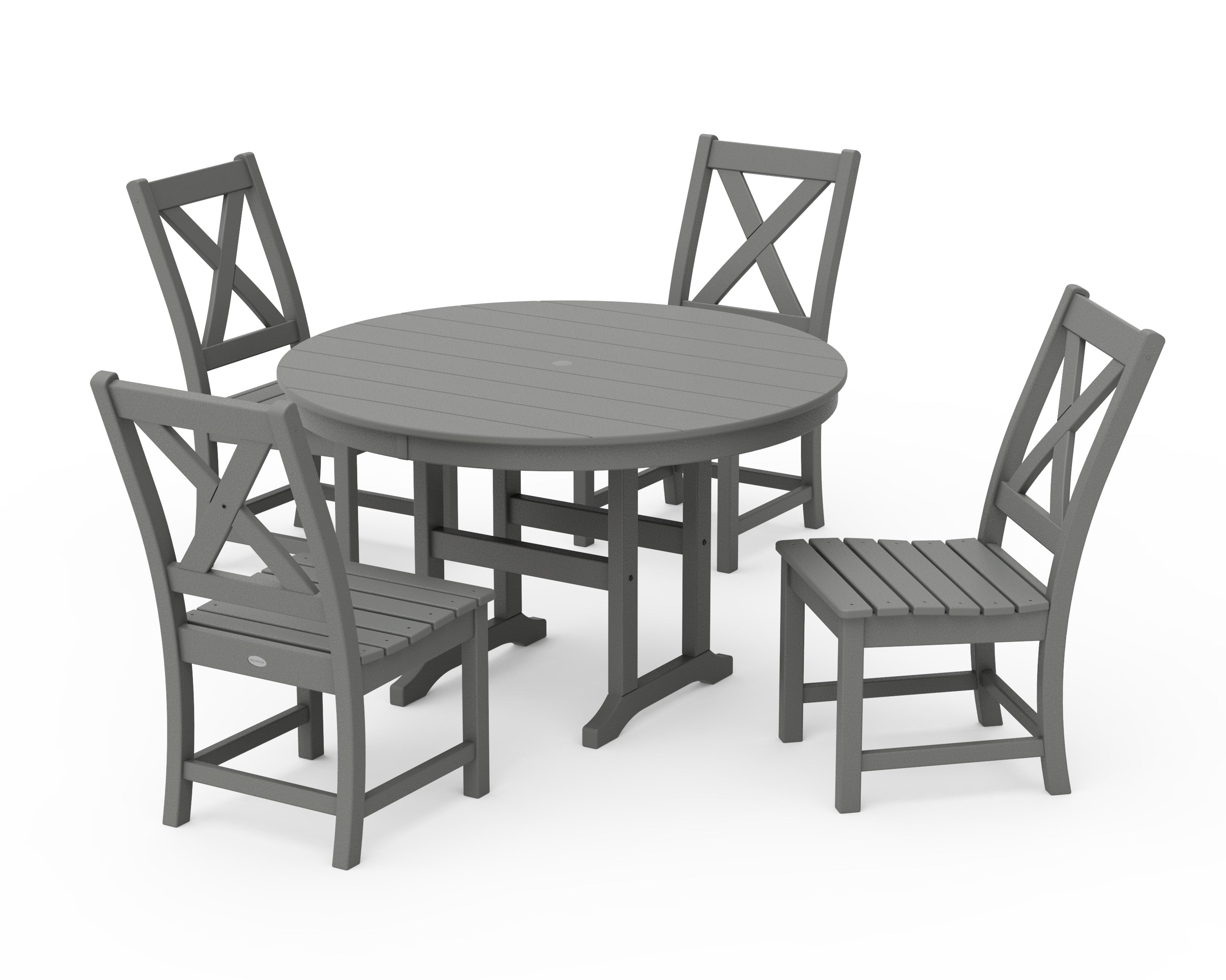 POLYWOOD® Braxton Side Chair 5-Piece Round Dining Set in Slate Grey