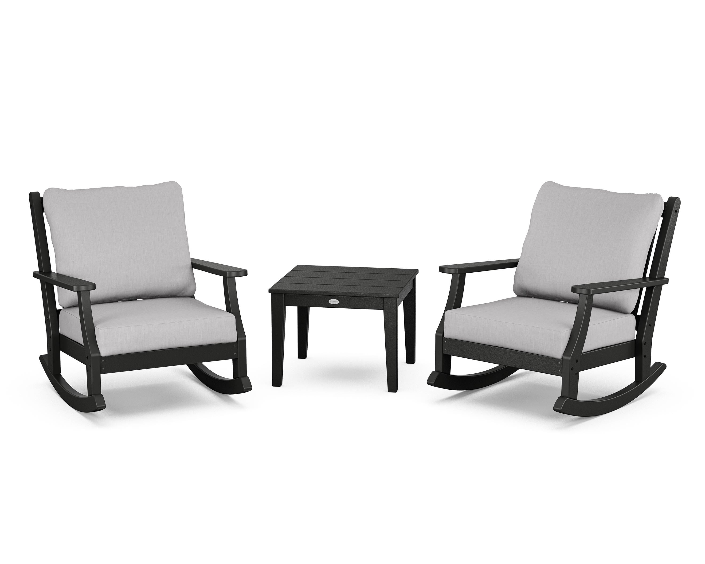 Country Living Wovendale 3-Piece Deep Seating Rocker Set in Black / Granite