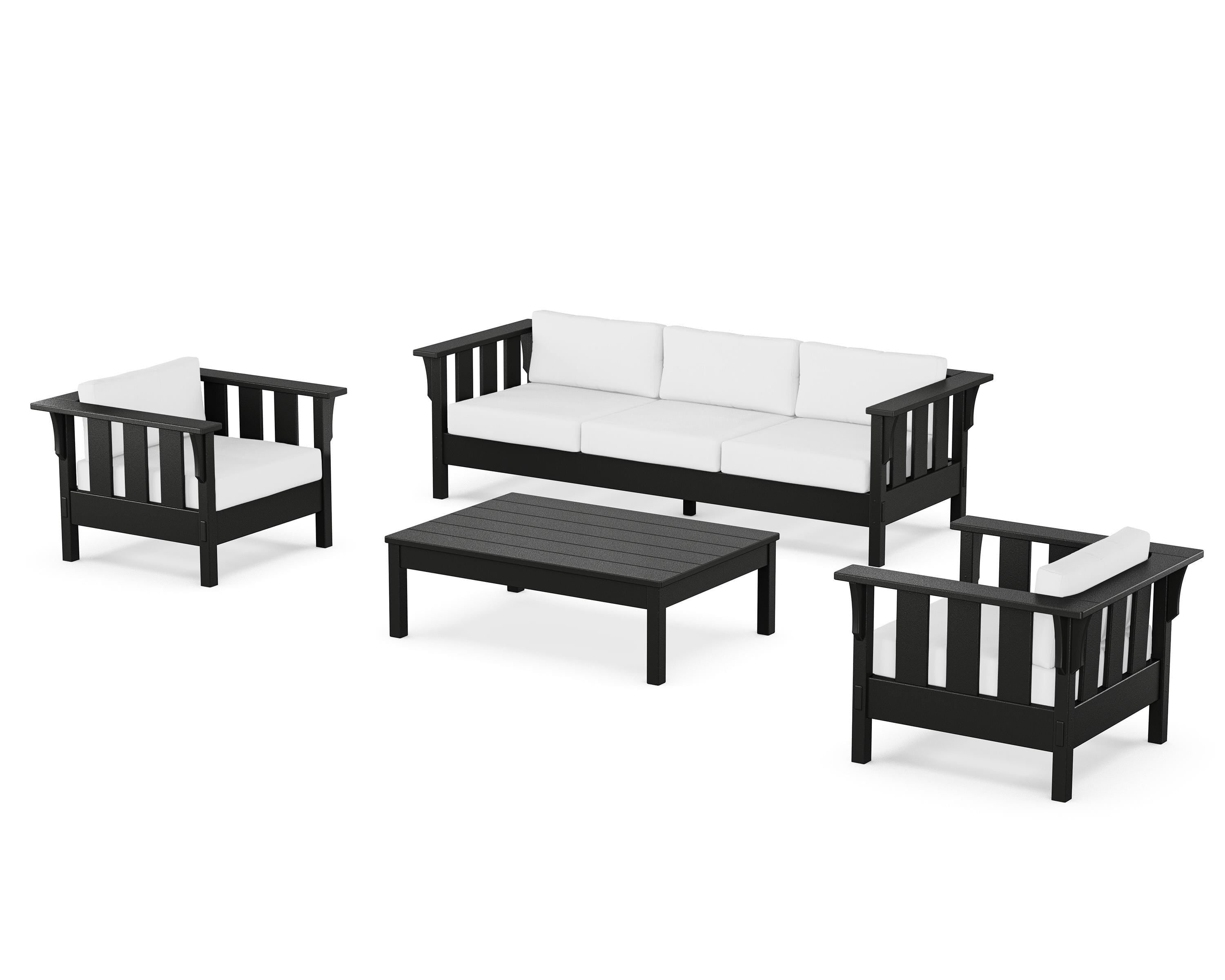 Martha Stewart by POLYWOOD® Acadia 4-Piece Deep Seating Set with Sofa in Black / Natural