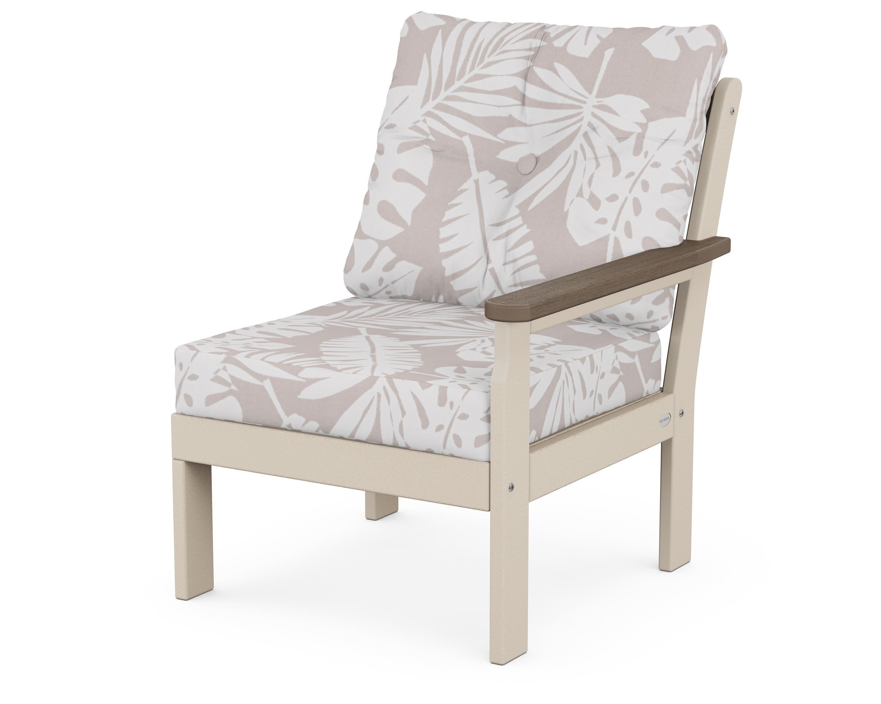 POLYWOOD® Vineyard Modular Right Arm Chair in Sand / Kona / Leaf Dune Burlap