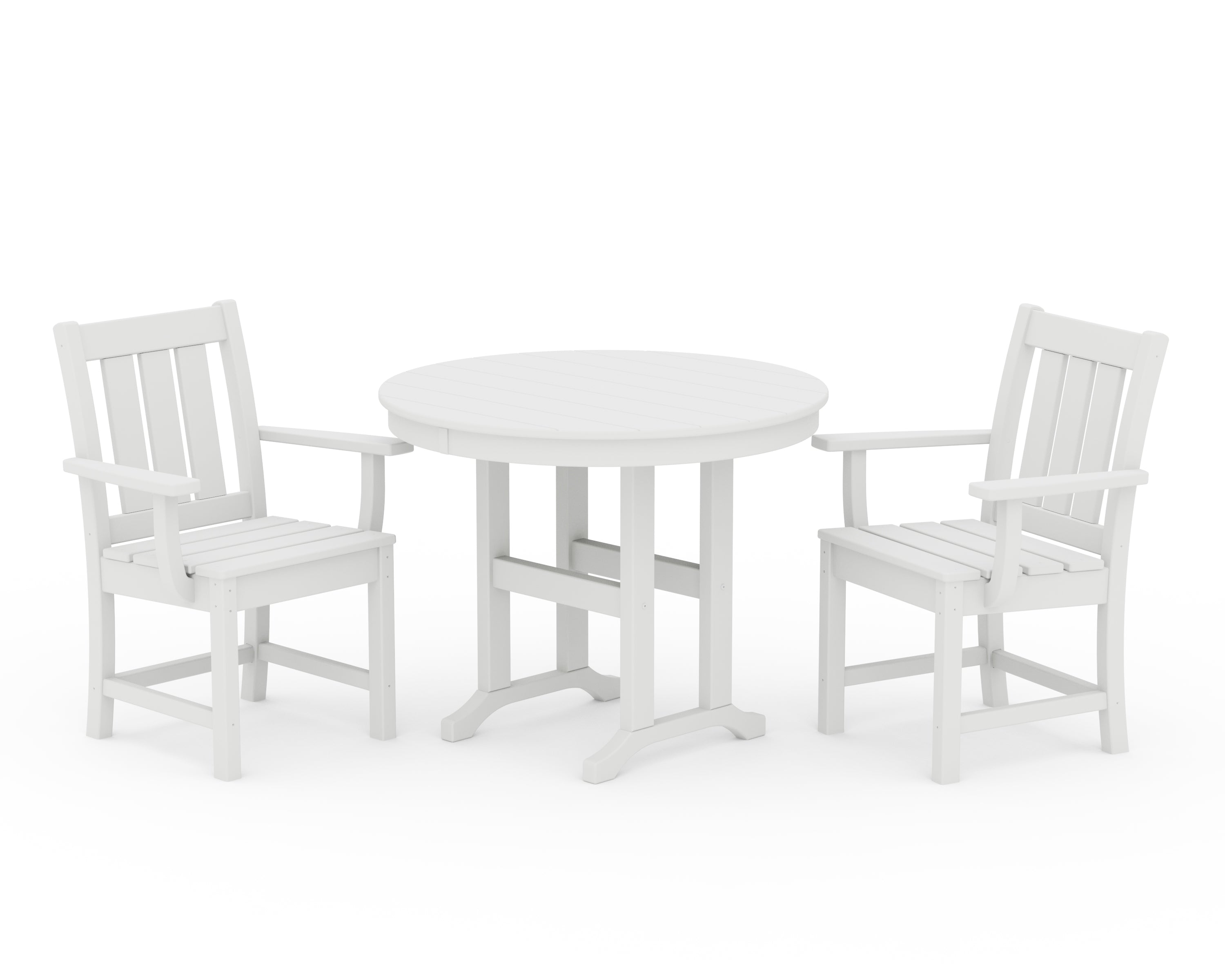 POLYWOOD® Oxford 3-Piece Farmhouse Dining Set in White
