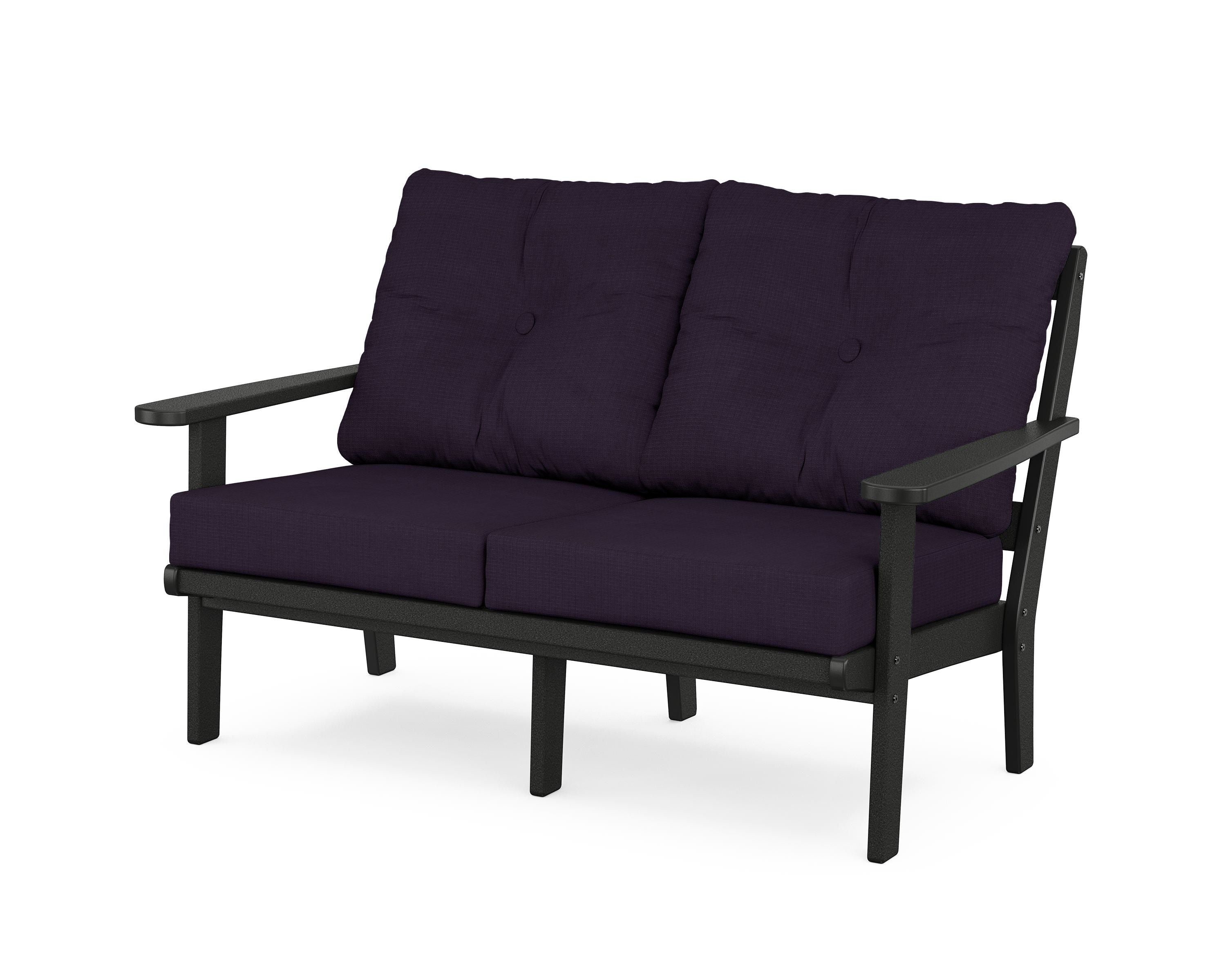 POLYWOOD® Mission Deep Seating Loveseat in Black / Navy Linen