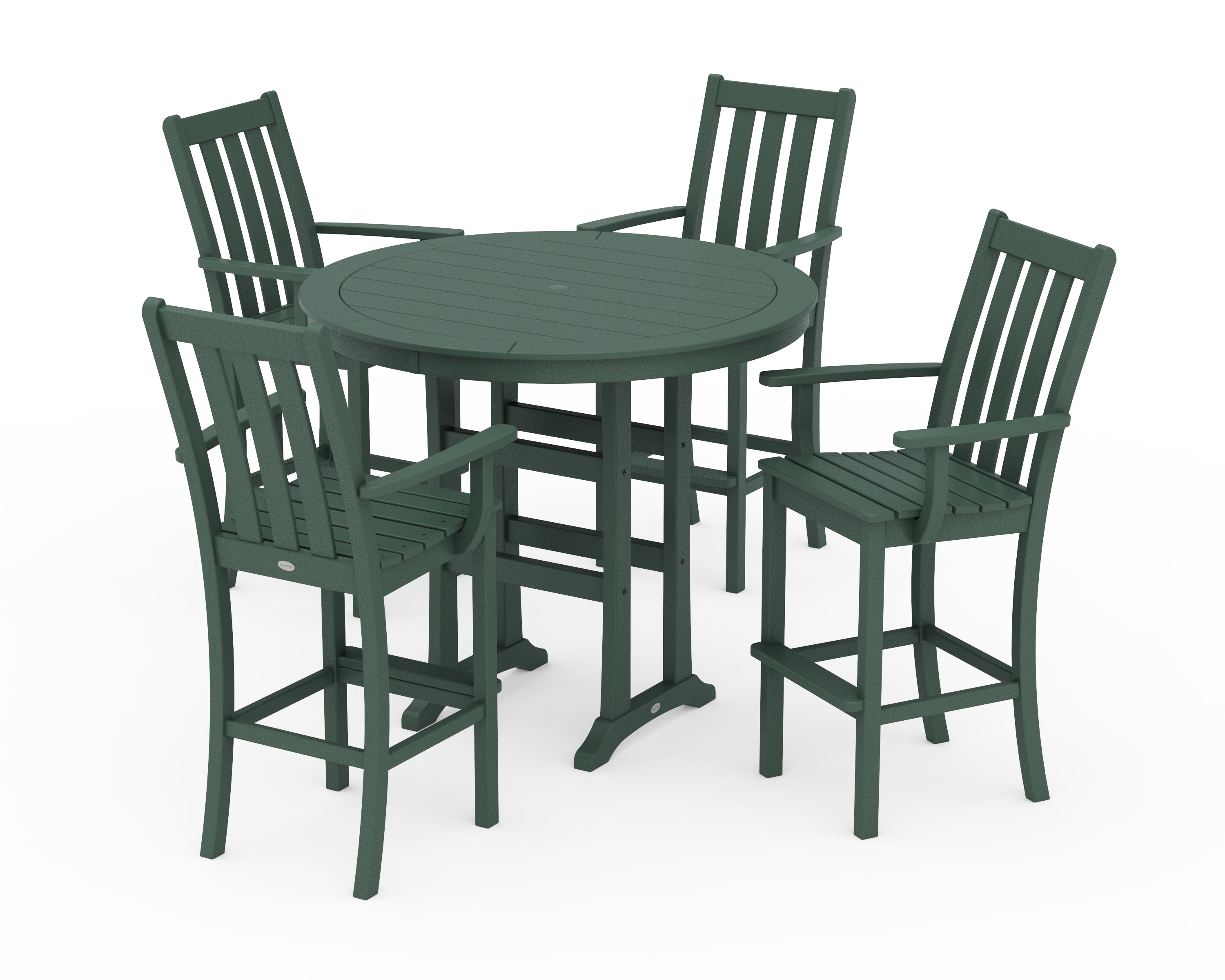 POLYWOOD® Vineyard 5-Piece Round Bar Set in Green