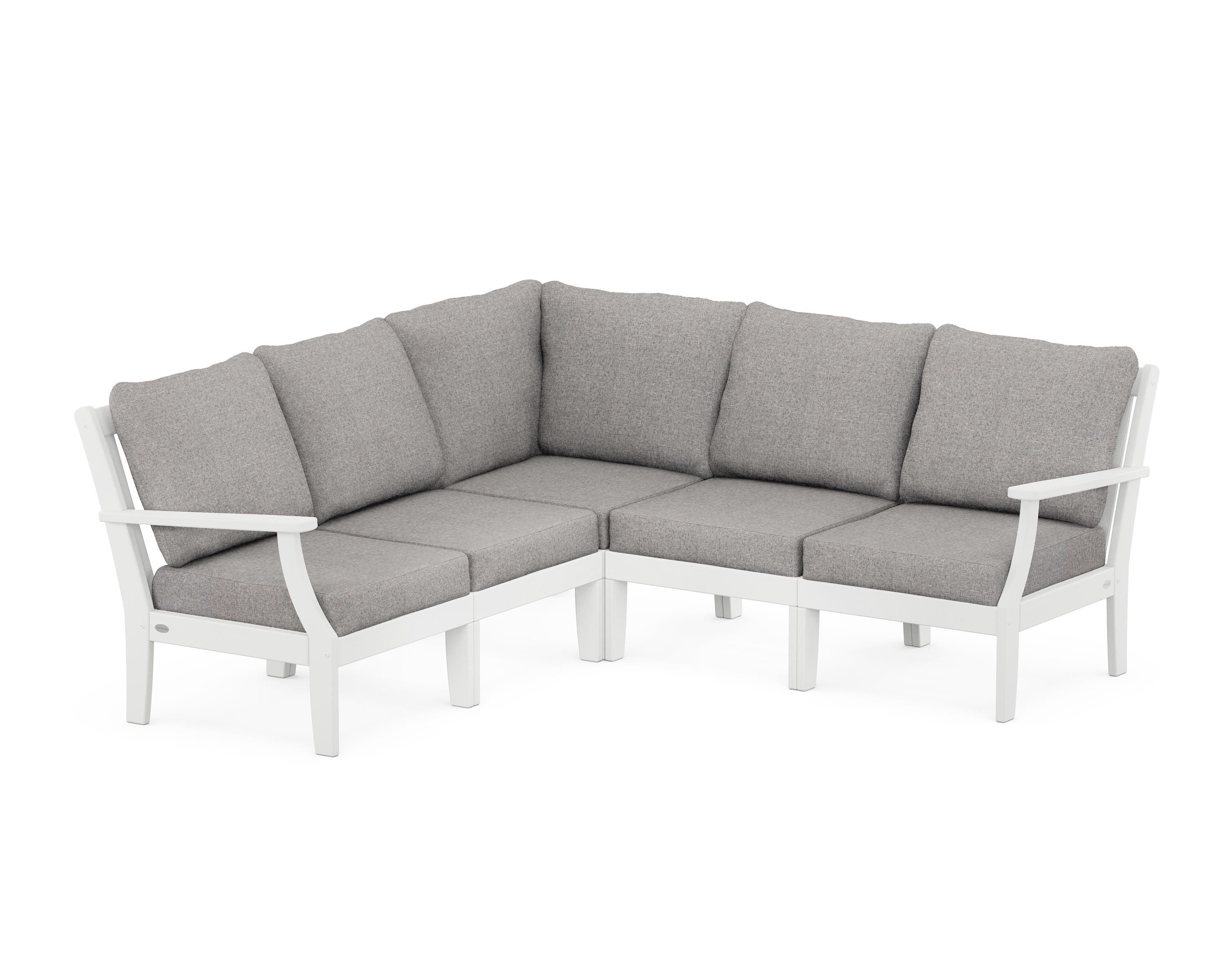 POLYWOOD® Braxton Modular 5-Piece Deep Seating Set in White / Grey Mist