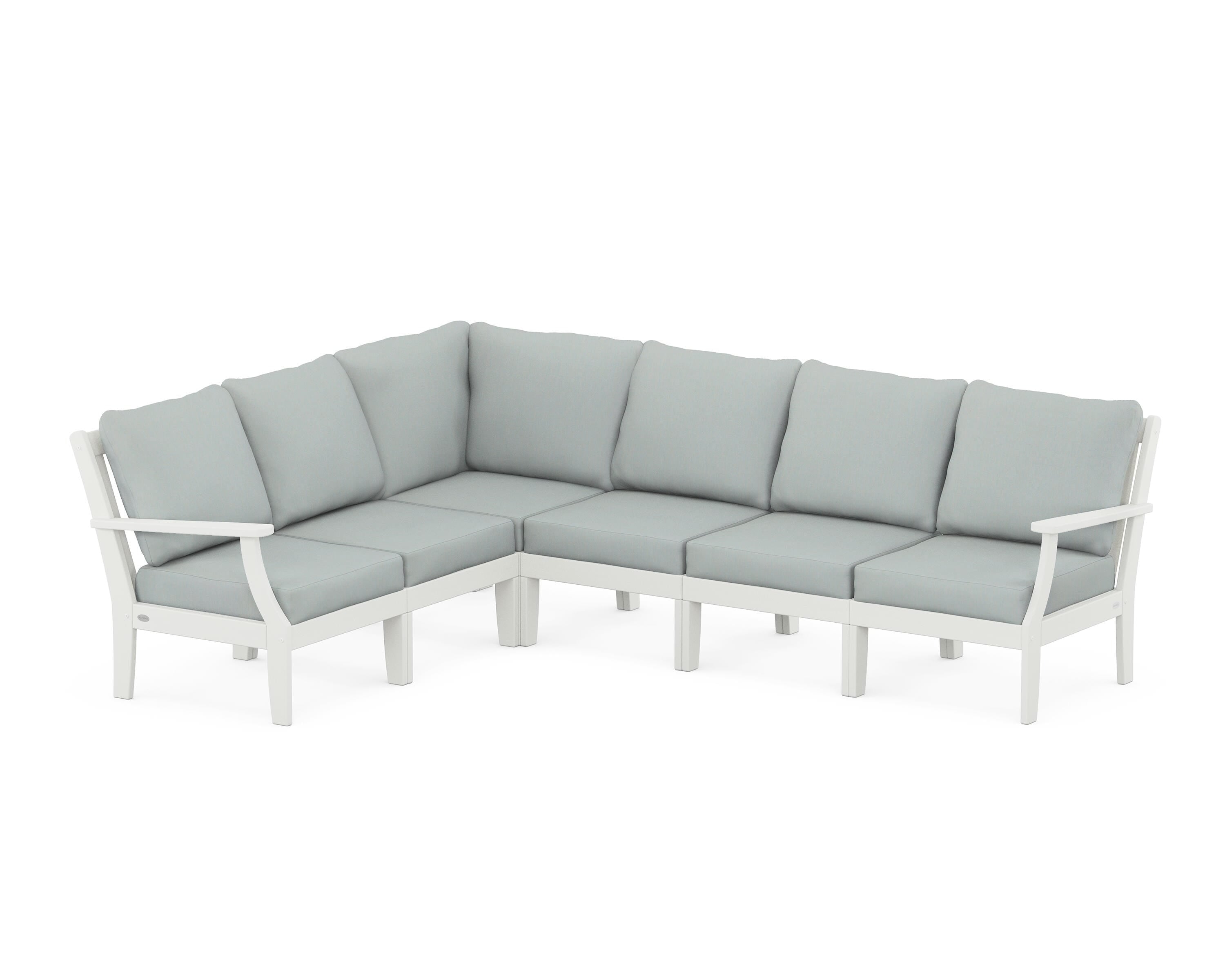 POLYWOOD® Braxton Modular 6-Piece Deep Seating Set in Vintage White / Spa
