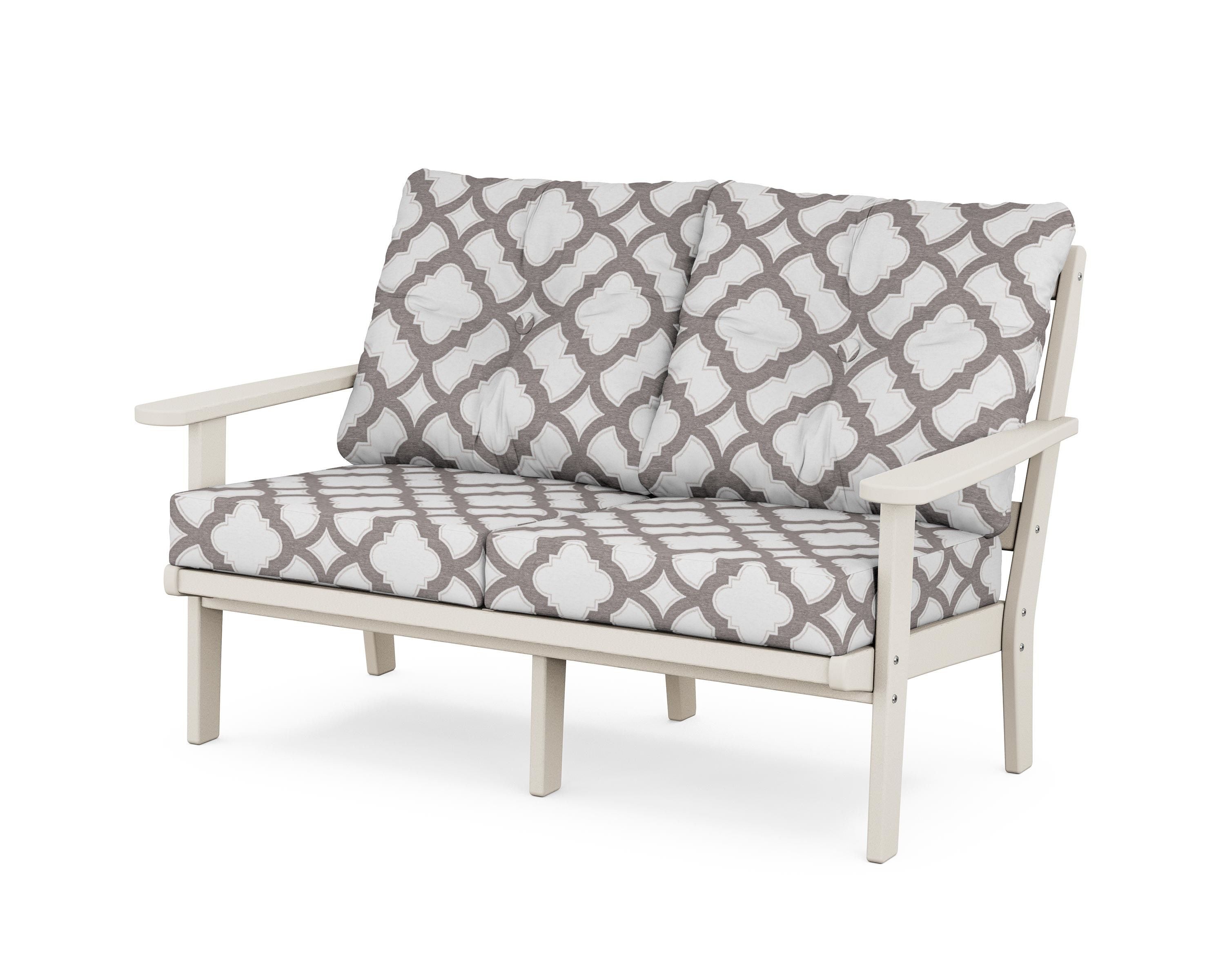 POLYWOOD® Mission Deep Seating Loveseat in Sand / Trellis Grey Mist