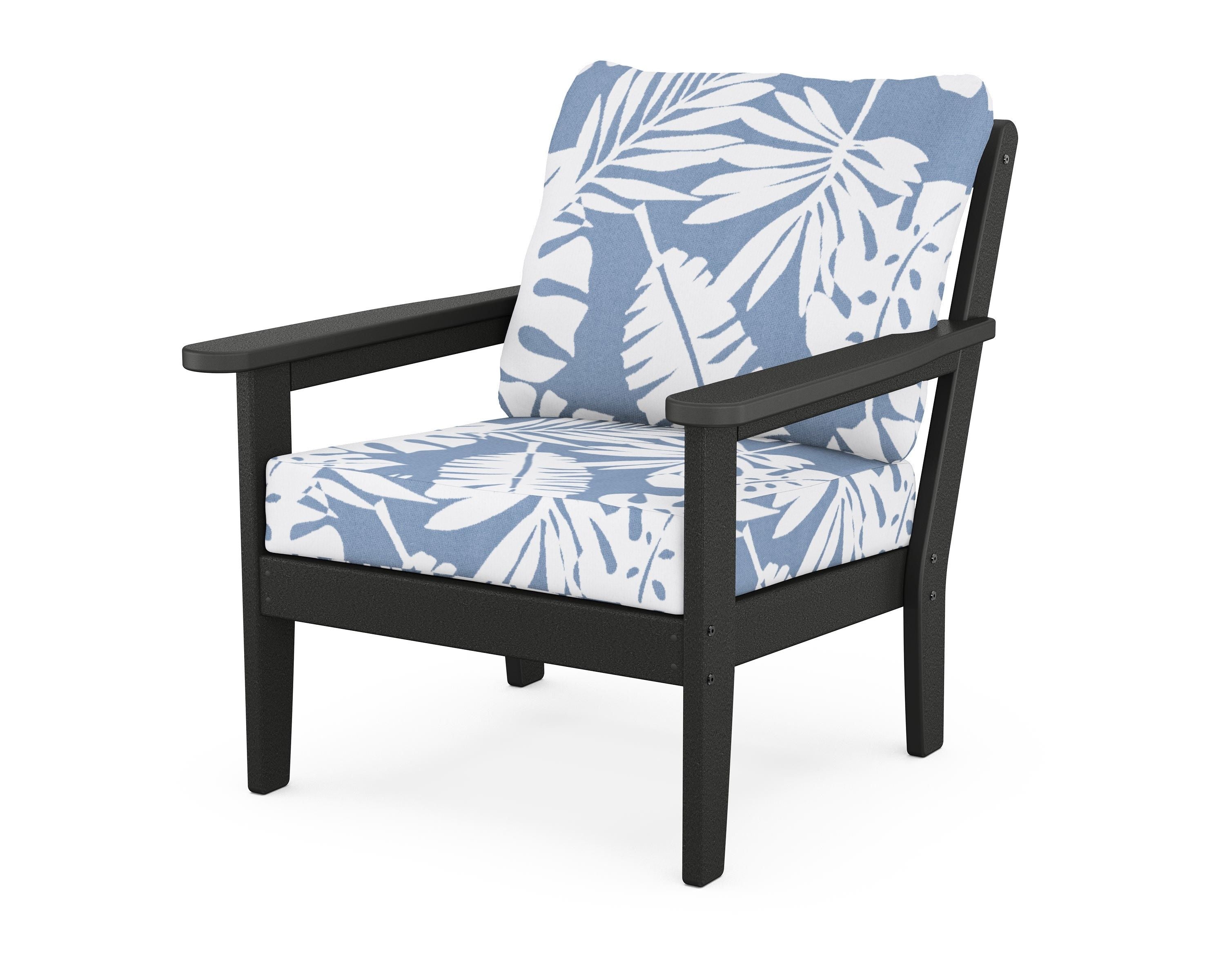 Country Living Cottage Deep Seating Chair in Black / Leaf Sky Blue