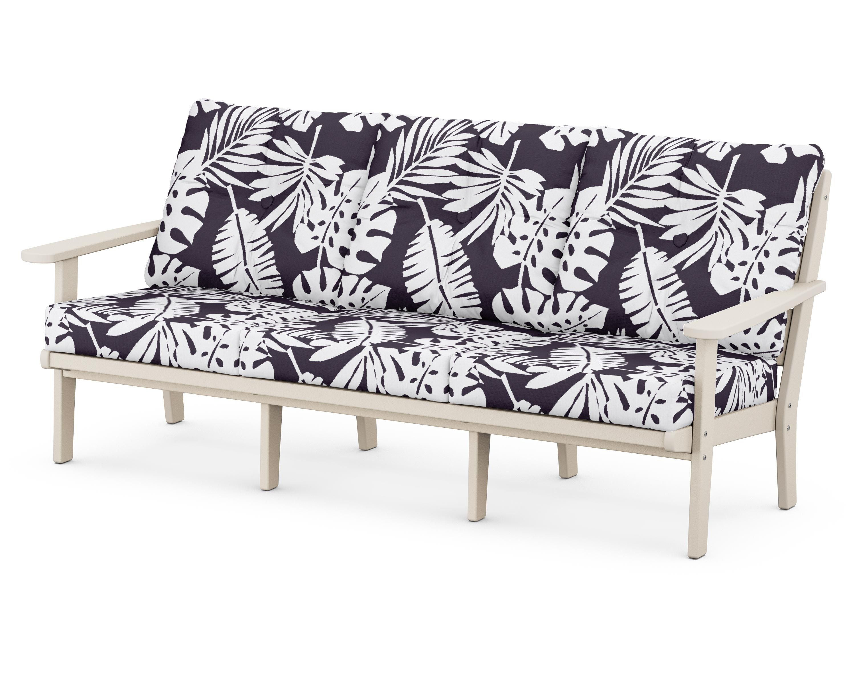 POLYWOOD® Lakeside Deep Seating Sofa in Sand / Leaf Navy