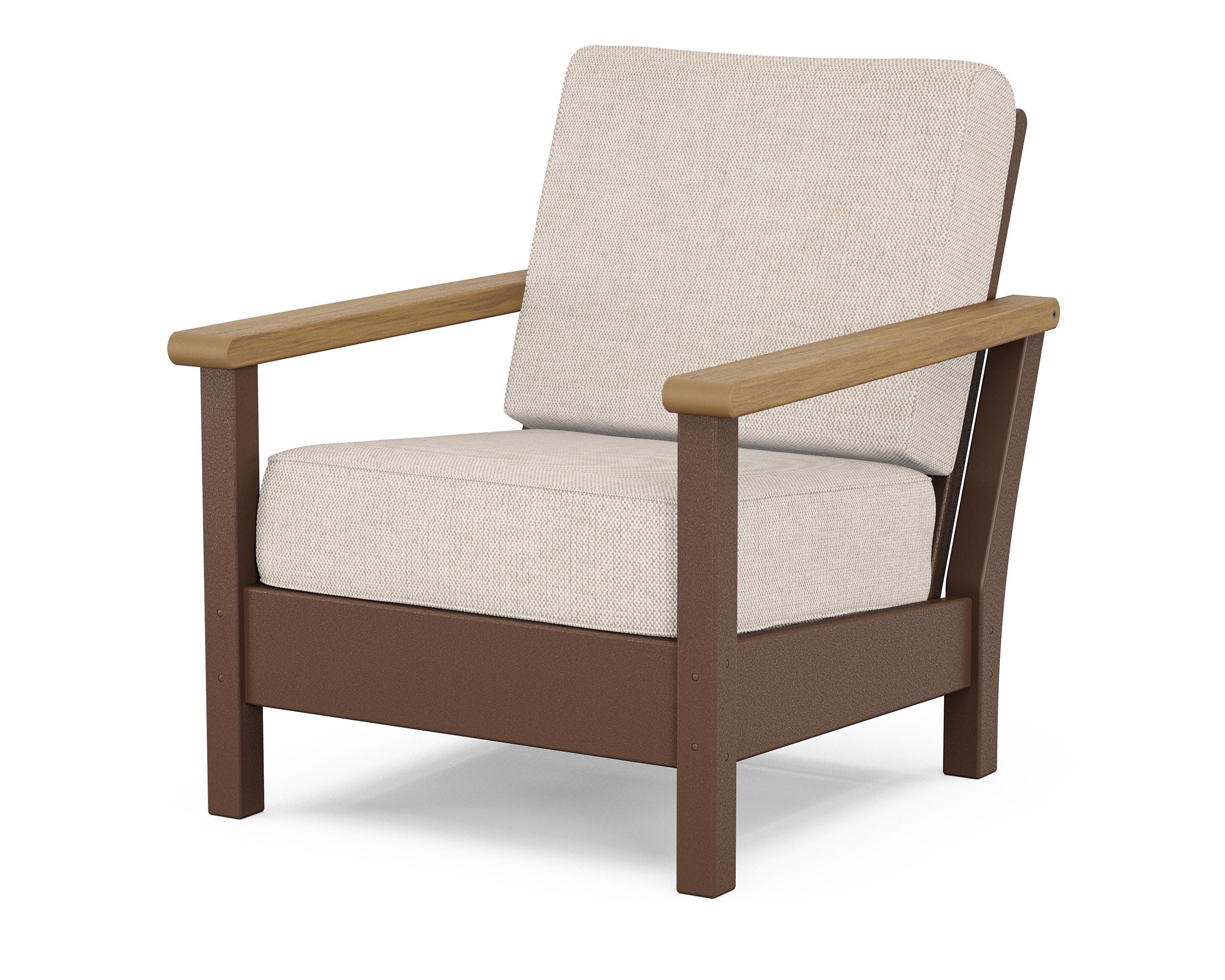 POLYWOOD® Harbour Deep Seating Chair in Mahogany / Natural / Blend Linen