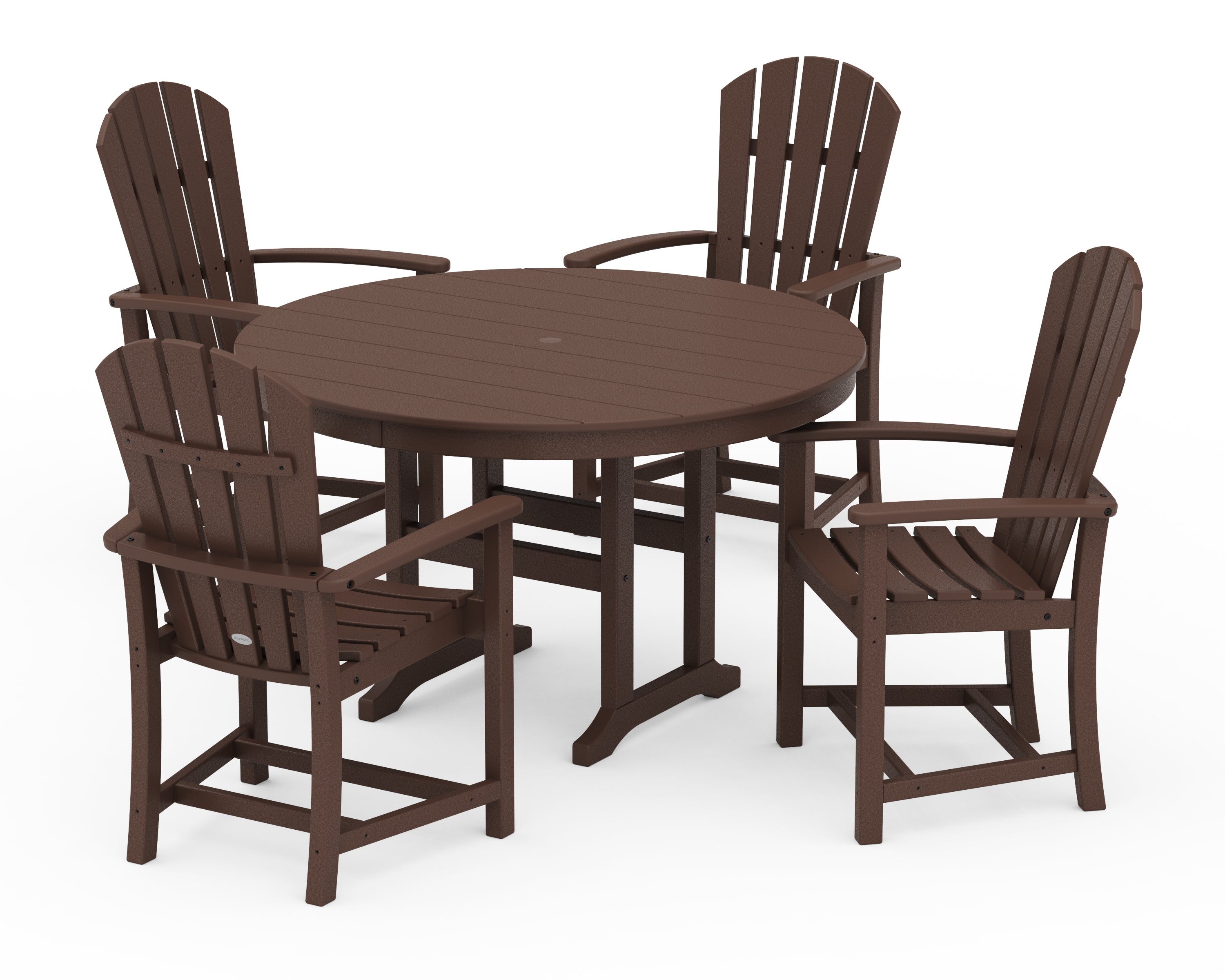 POLYWOOD® Palm Coast 5-Piece Round Farmhouse Dining Set in Mahogany
