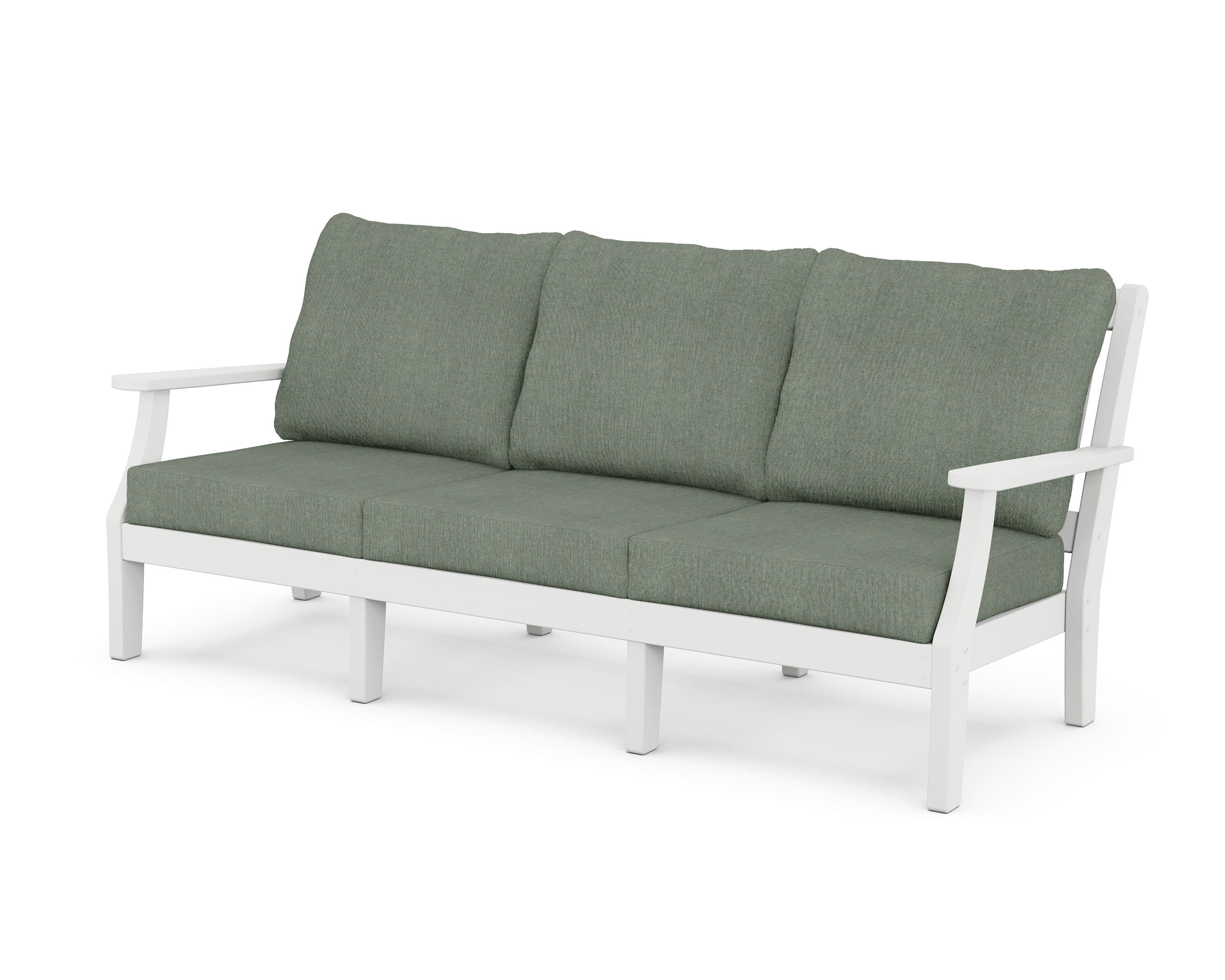 Martha Stewart by POLYWOOD® Chinoiserie Deep Seating Sofa in White / Cast Sage