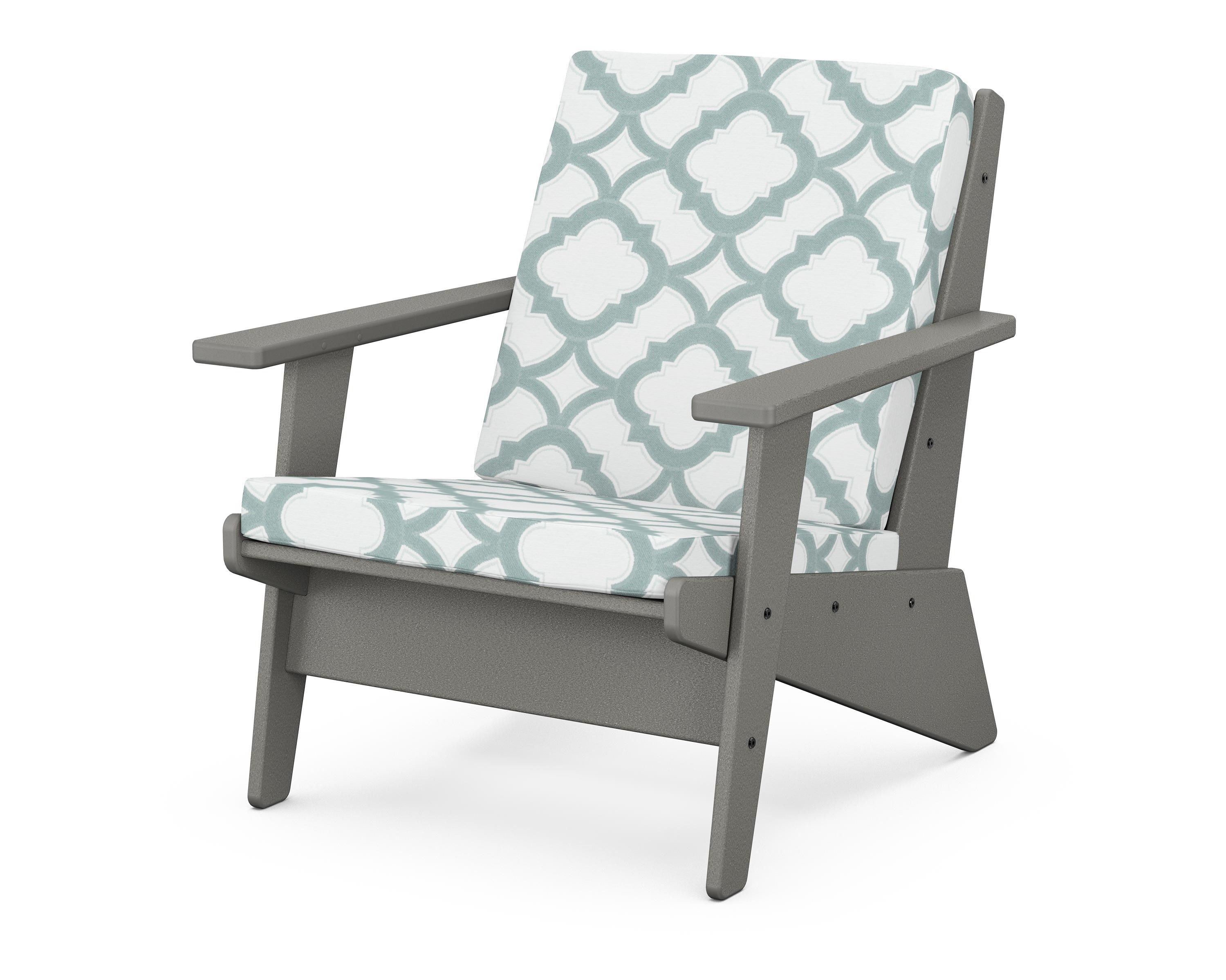 POLYWOOD® Riviera Modern Lounge Chair in Slate Grey / Trellis Glacier Spa