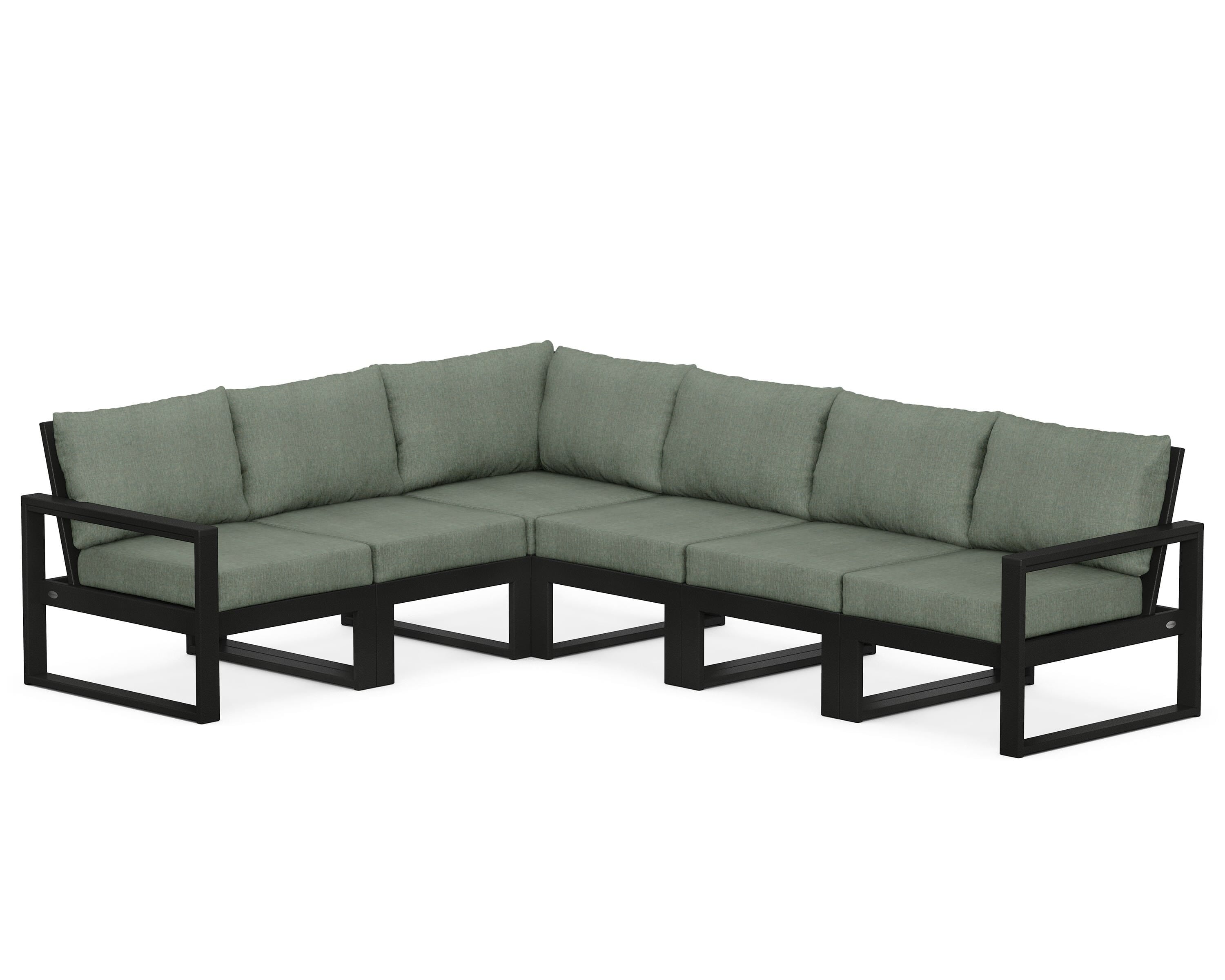 POLYWOOD® EDGE 6-Piece Modular Deep Seating Set in Black / Cast Sage