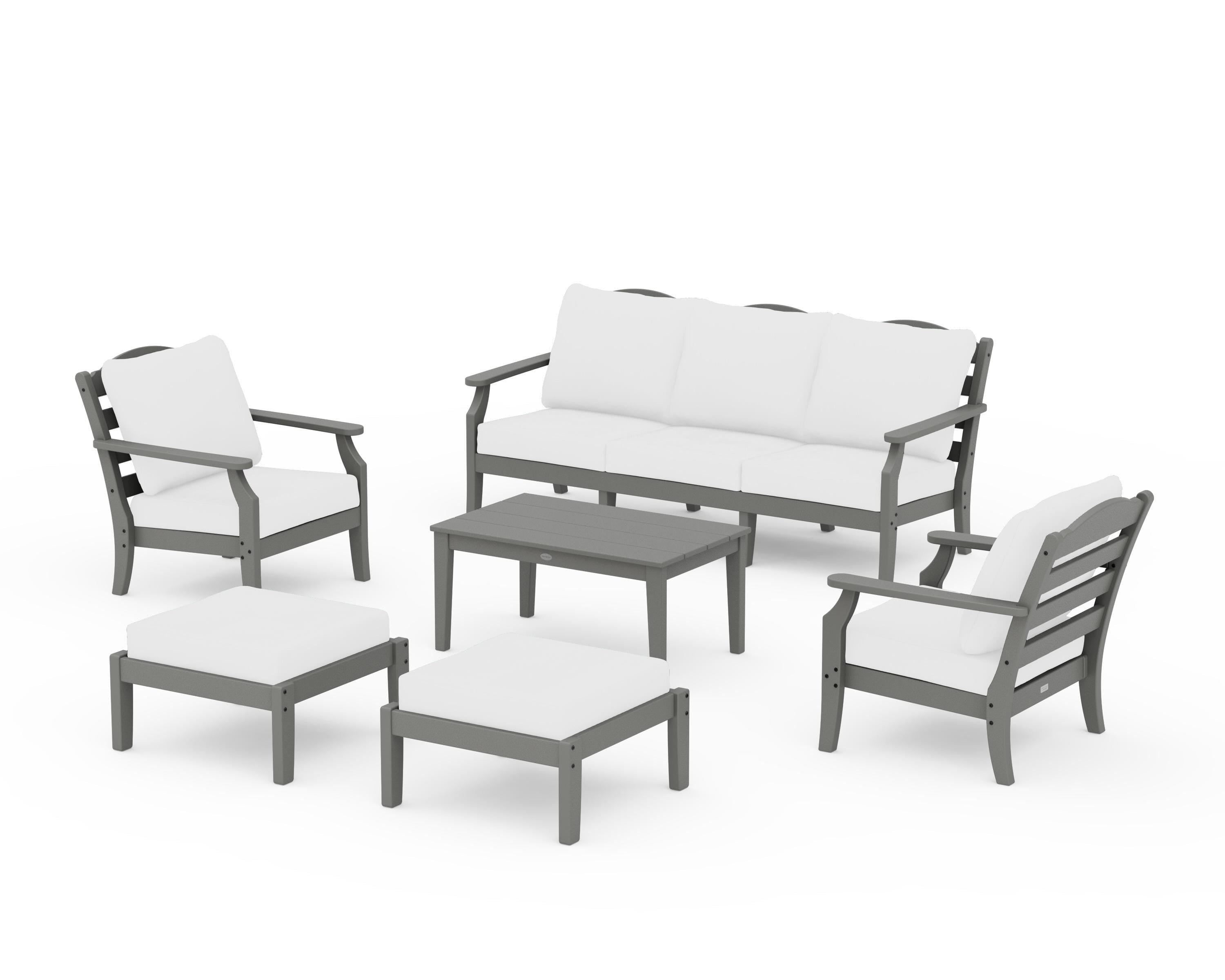 Draper James™ by POLYWOOD® Savannah 6-Piece Lounge Sofa Set in Slate Grey / Natural