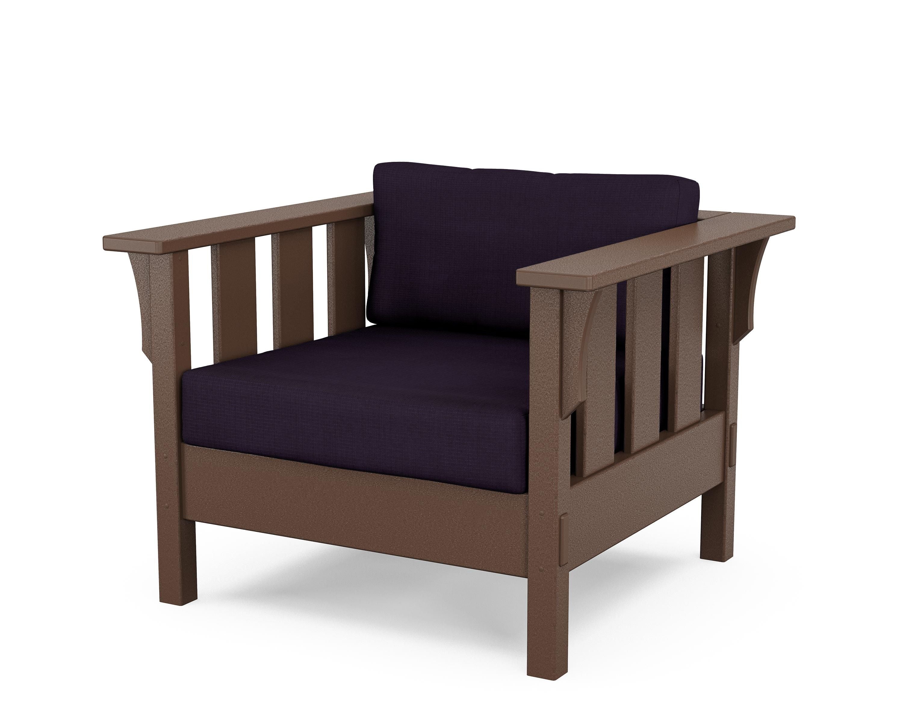 Martha Stewart by POLYWOOD® Acadia Deep Seating Chair in Mahogany / Navy Linen