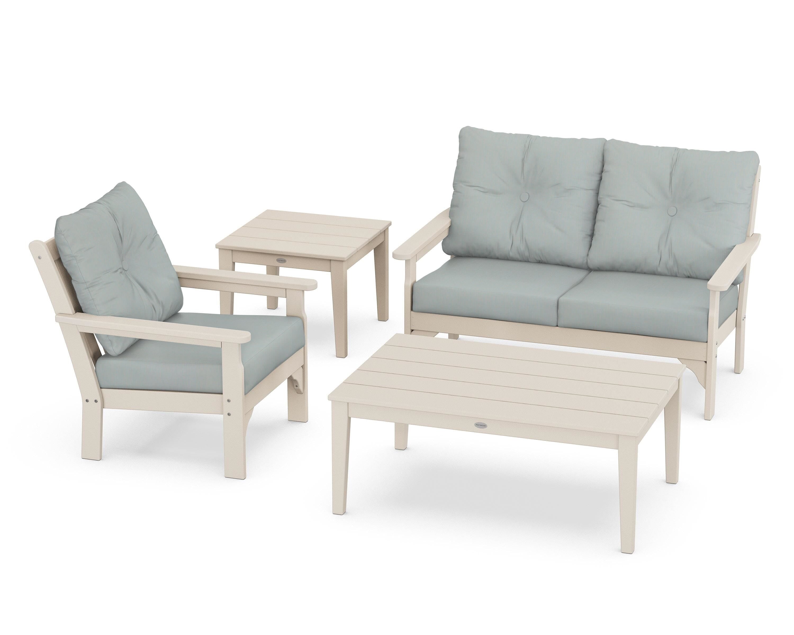 POLYWOOD® Vineyard 4-Piece Deep Seating Set in Sand / Spa