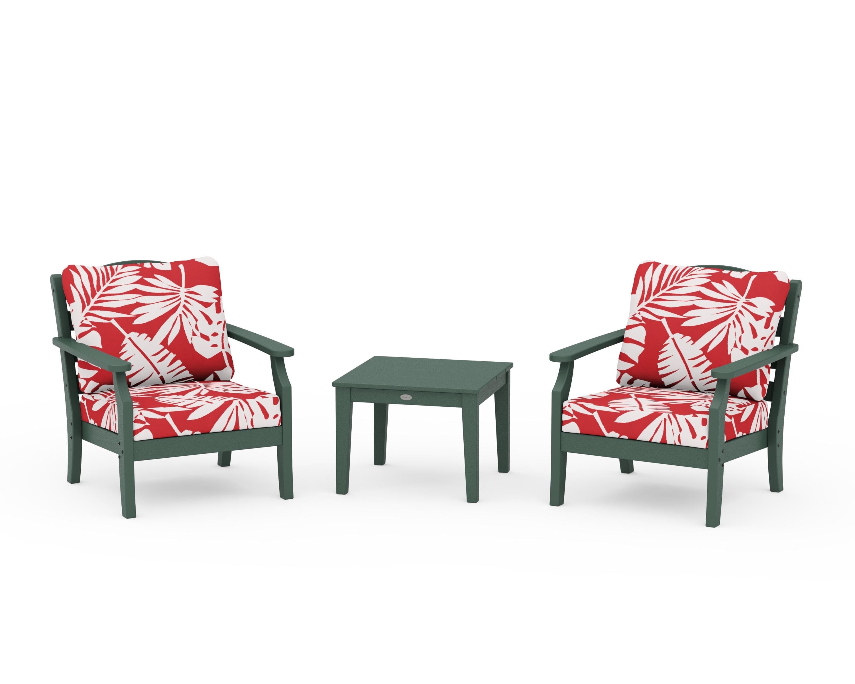 Draper James™ by POLYWOOD® Savannah 3-Piece Deep Seating Set in Green / Leaf Crimson